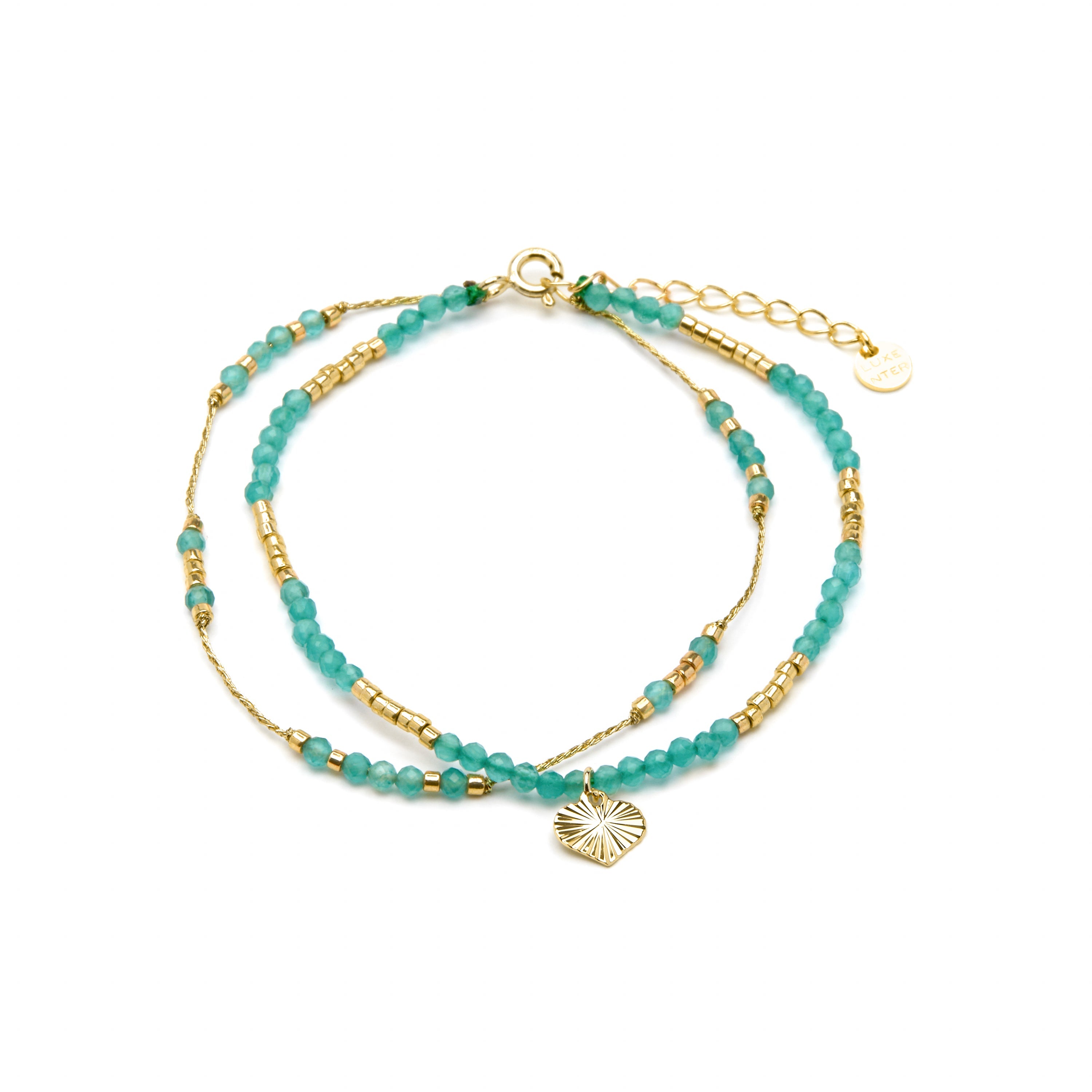 925 Sterling Silver and Green Crystal Bracelet with 18k Yellow Gold Finish - Talorce