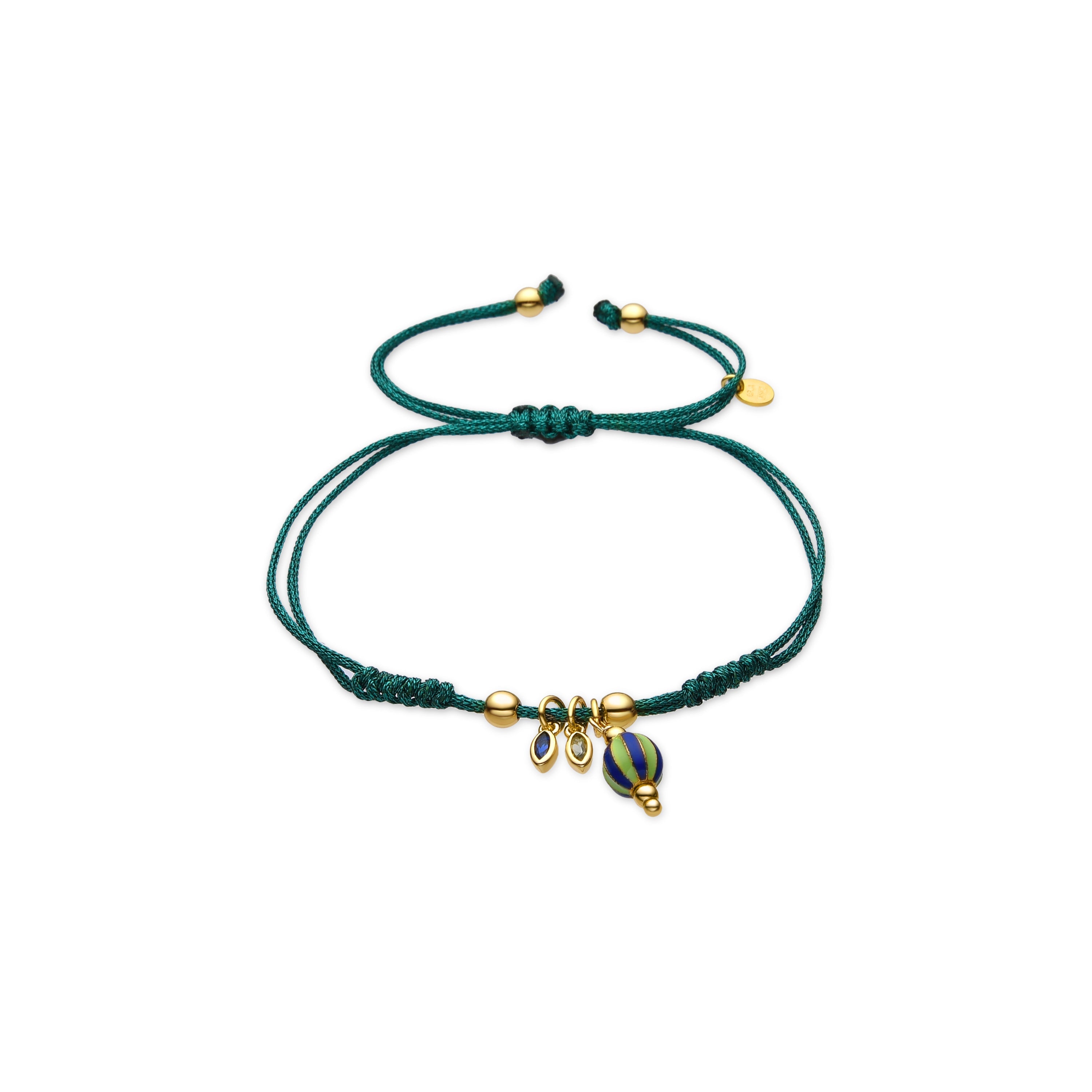 Pulseira de Prata de Lei 925 e Laca Verde com acabamento em ouro amarelo 18k - Shaylon