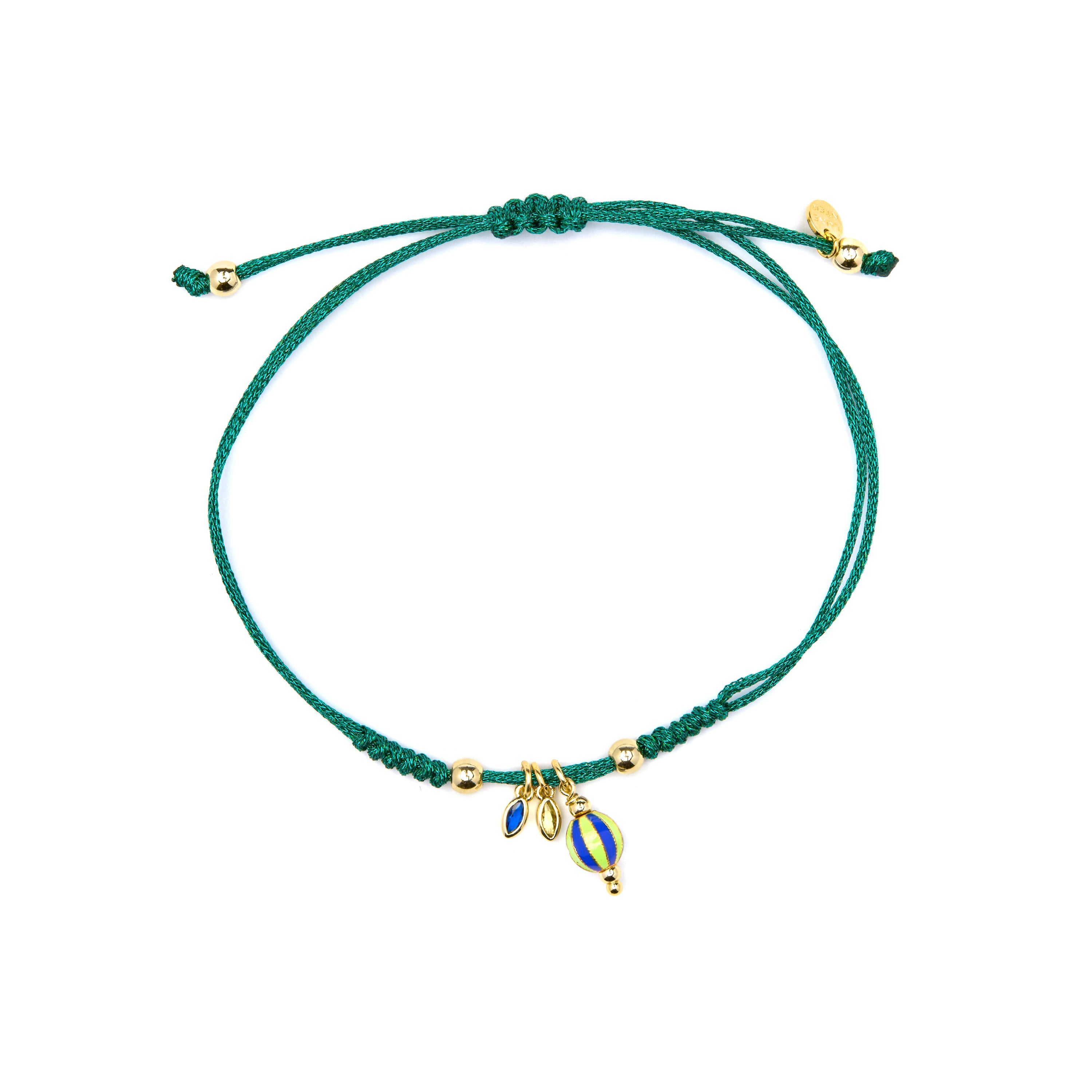 Pulseira de Prata de Lei 925 e Laca Verde com acabamento em ouro amarelo 18k - Shaylon