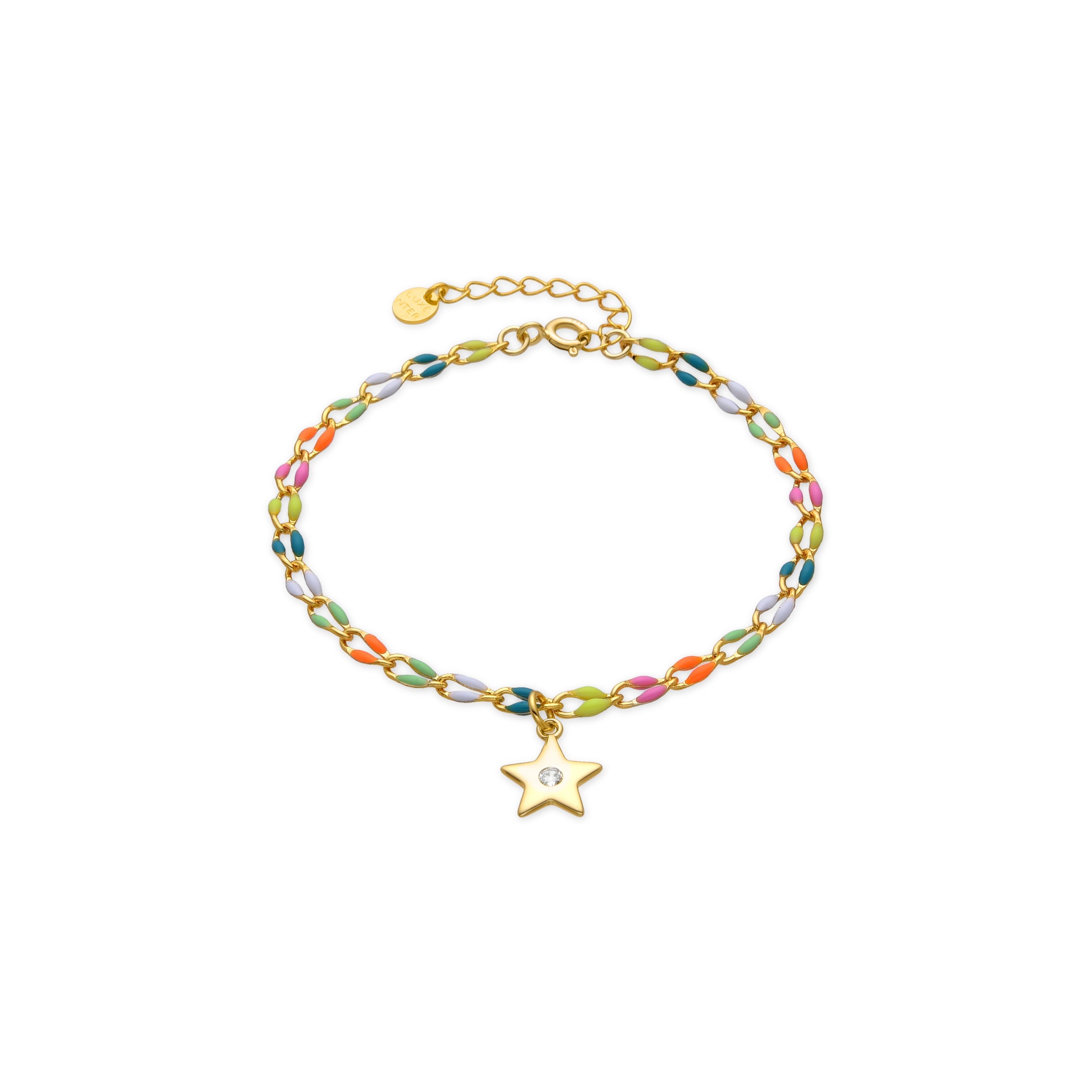 925 Sterling Silver and Multicolor Lacquer Bracelet with 18k Yellow Gold Finish - Saukha