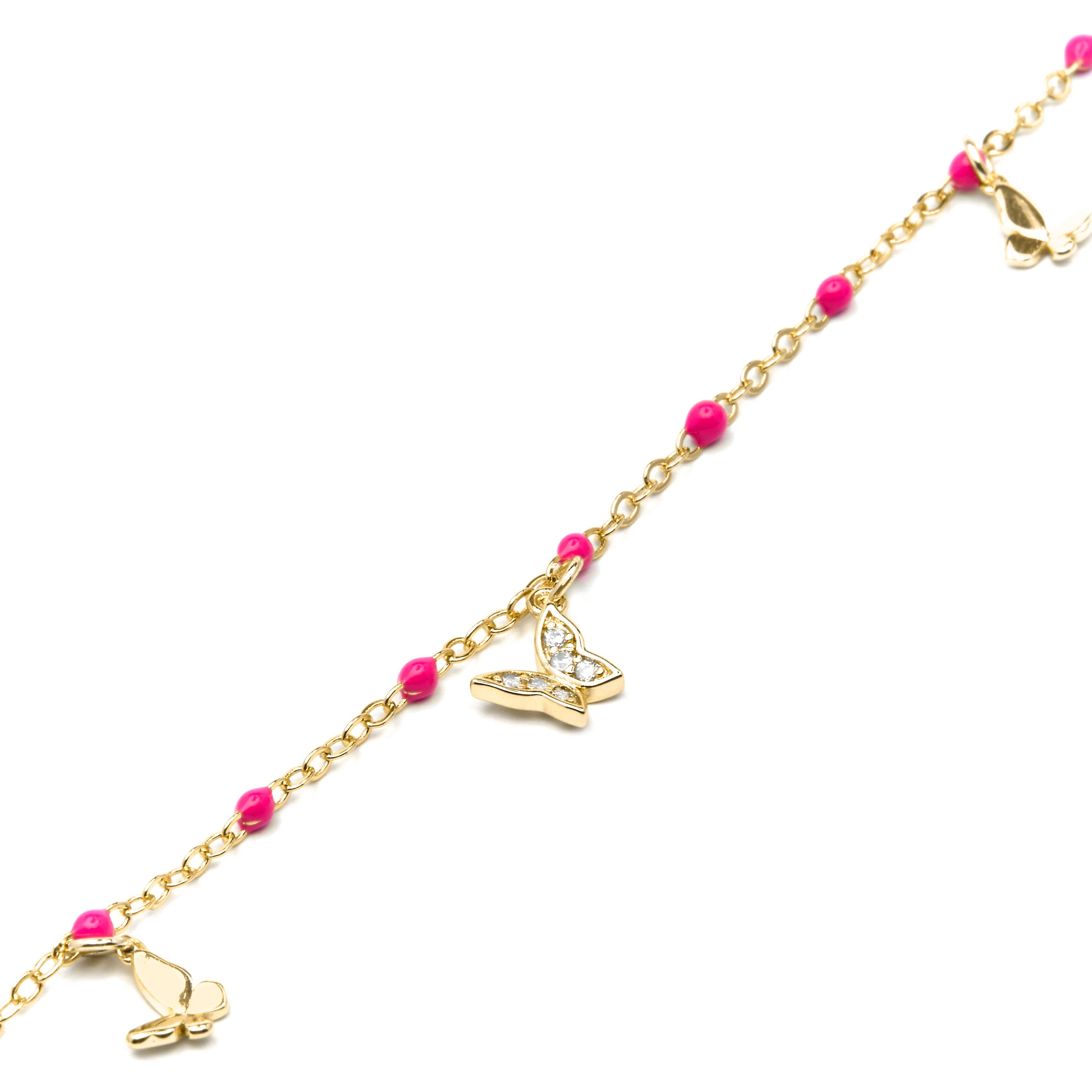 Pulsera de Plata de Ley 925 y Lacado Rosa acabado oro amarillo de 18k - Zumre