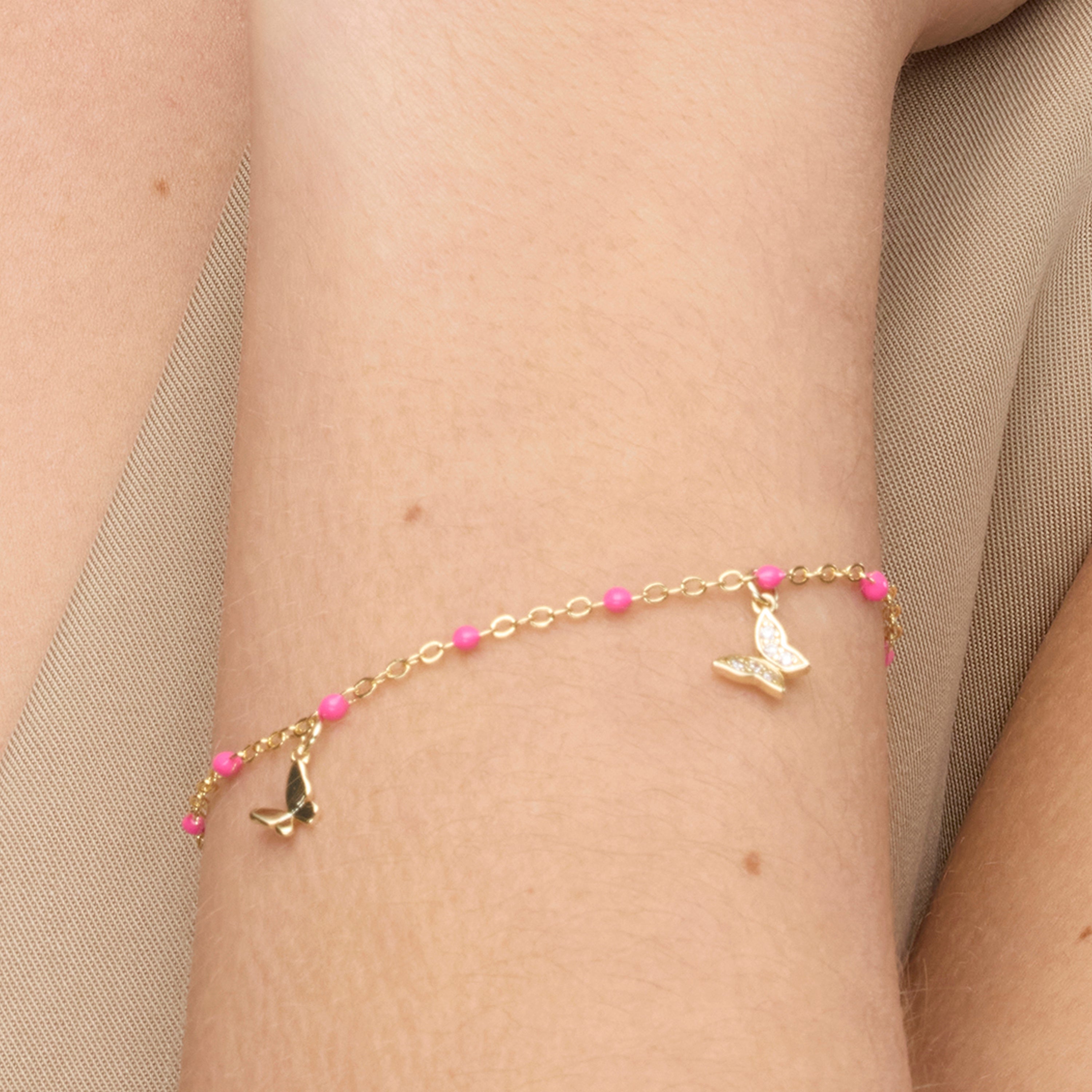 Pulsera de Plata de Ley 925 y Lacado Rosa acabado oro amarillo de 18k - Zumre