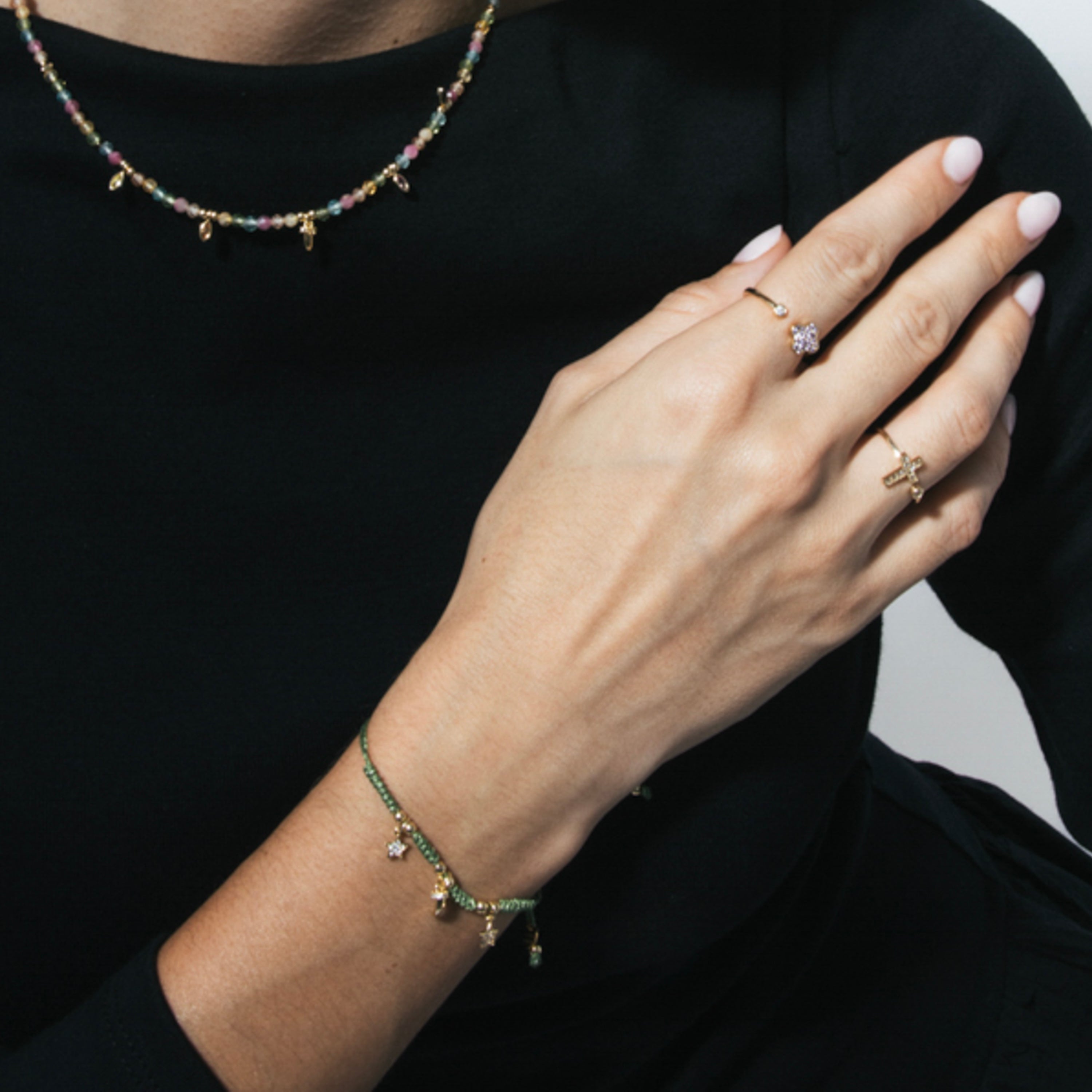 925 Sterling Silver Multicolor Zirconia Bracelet with 18k Yellow Gold Finish - Esli