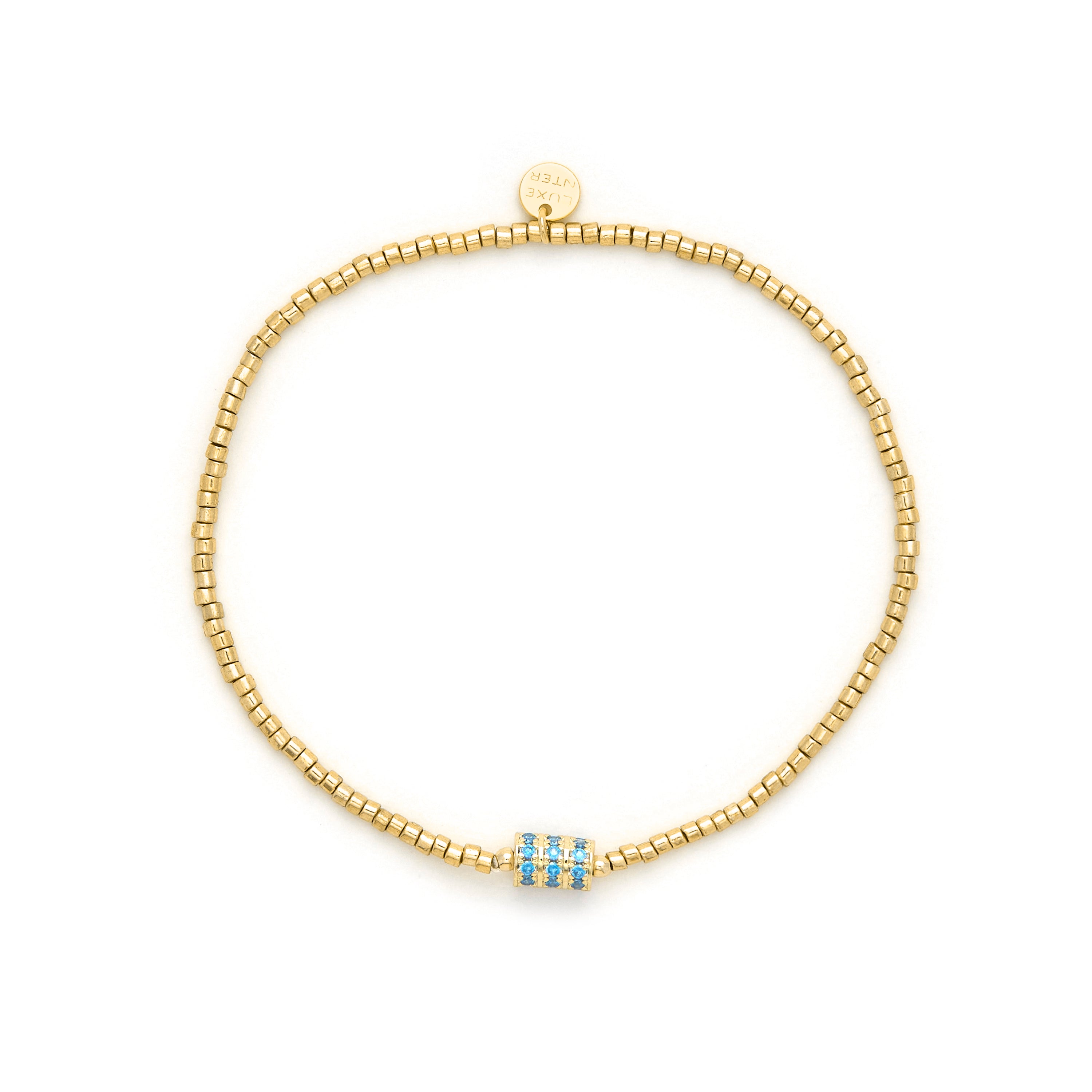 925 Sterling Silver and Blue Topaz Cubic Zirconia Bracelet with 18k Yellow Gold Finish - Alsion