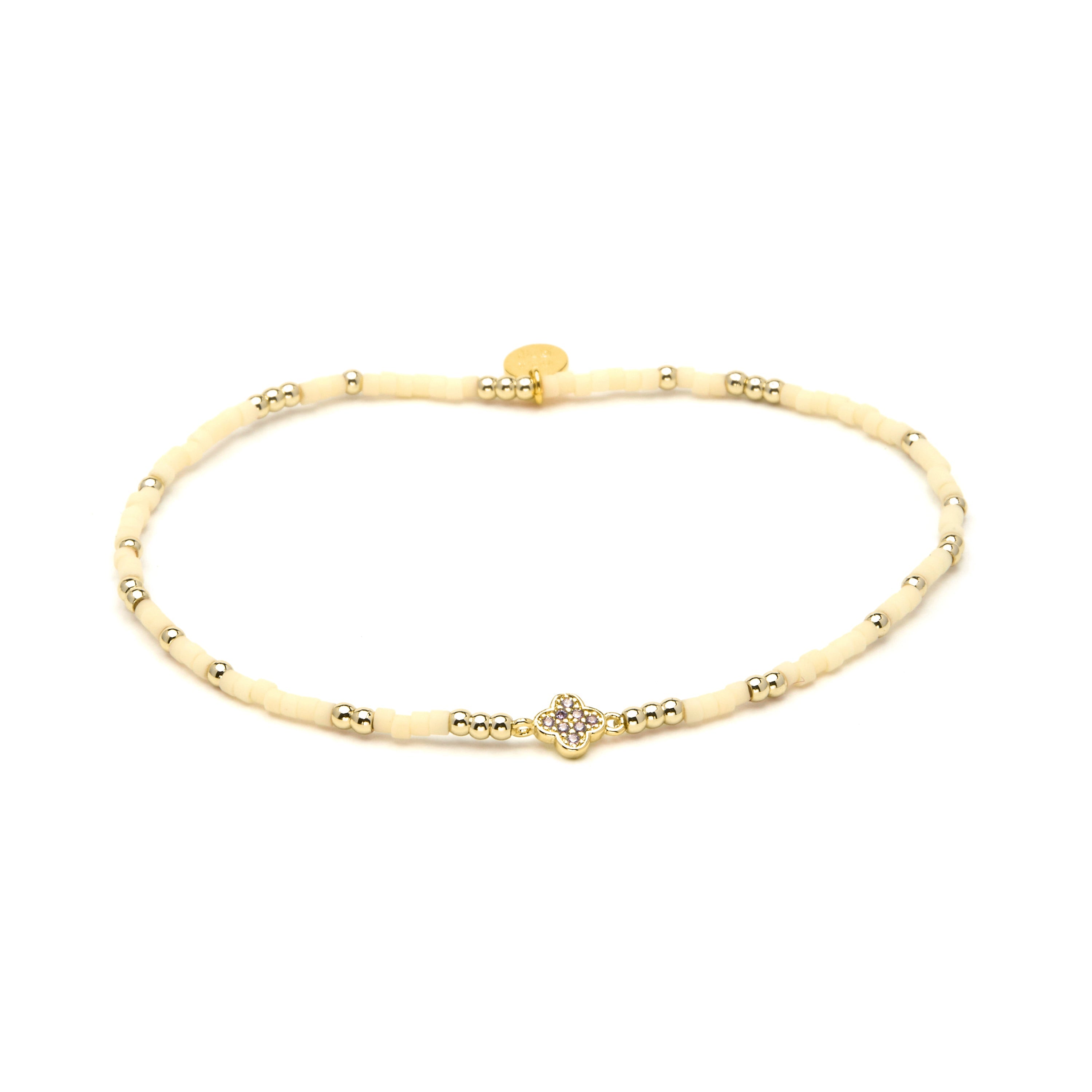 925 Sterling Silver and Amethyst Zircon Bracelet with 18k Yellow Gold Finish - Becle