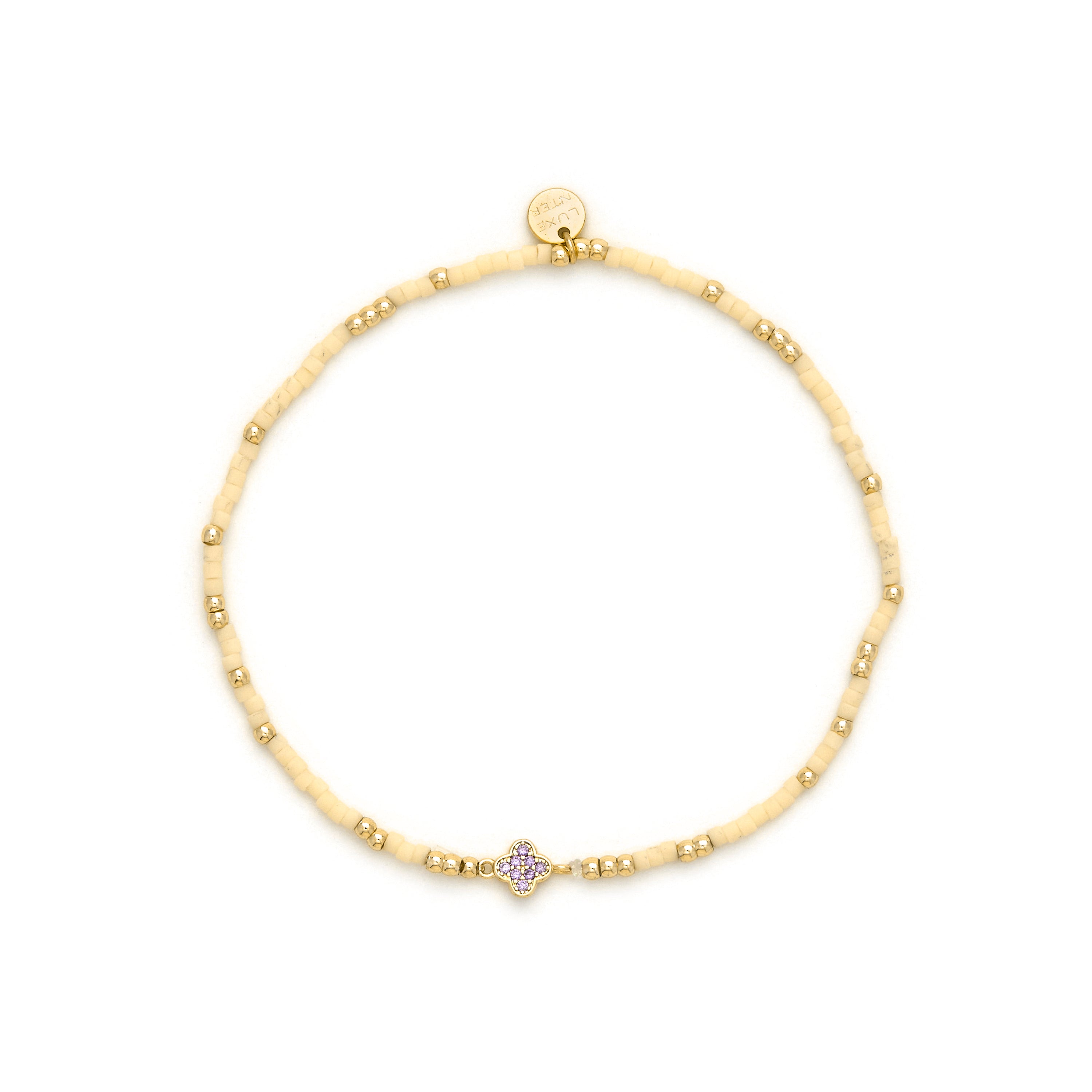 925 Sterling Silver and Amethyst Zircon Bracelet with 18k Yellow Gold Finish - Becle