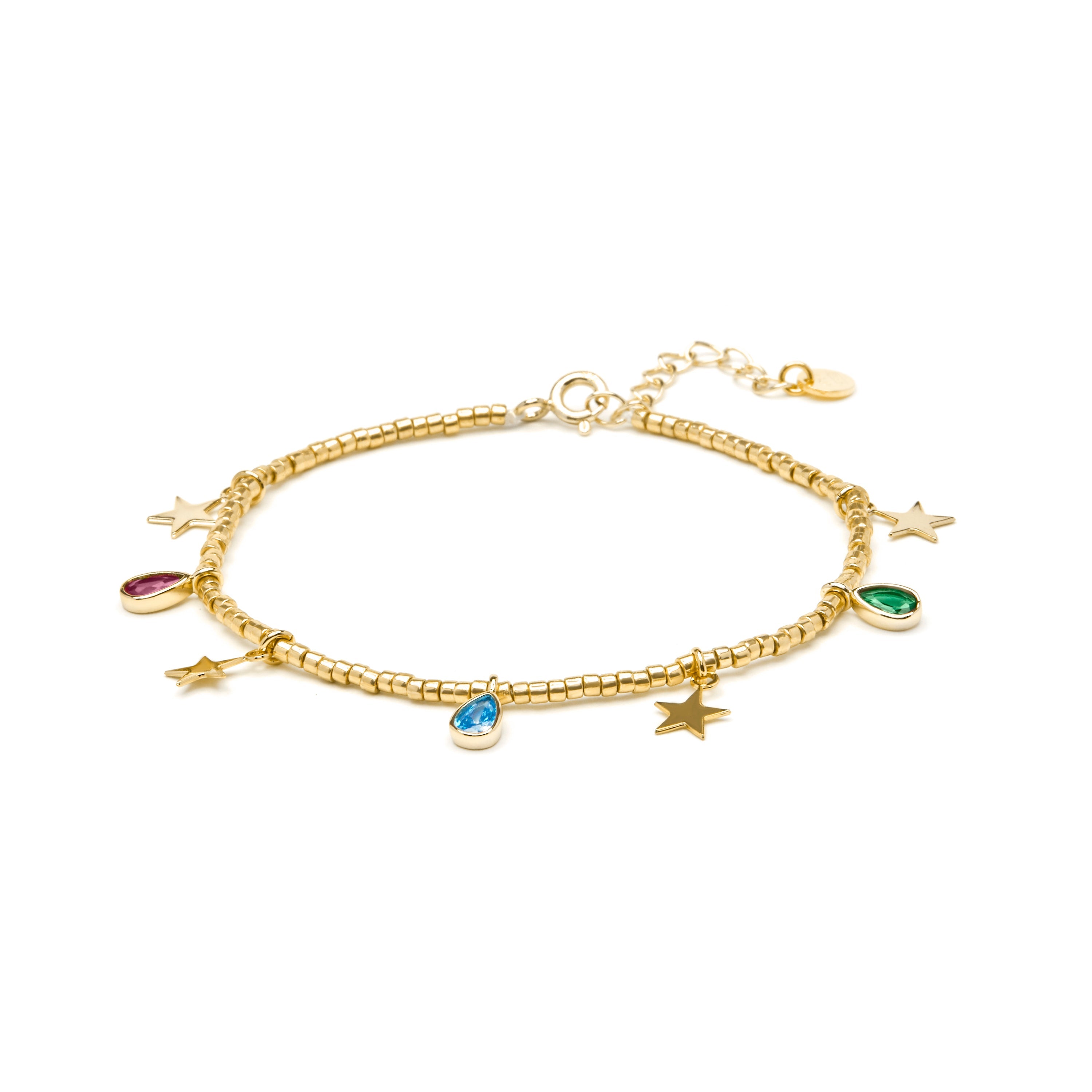 925 Sterling Silver Multicolor Zirconia Bracelet with 18k Yellow Gold Finish - Itza