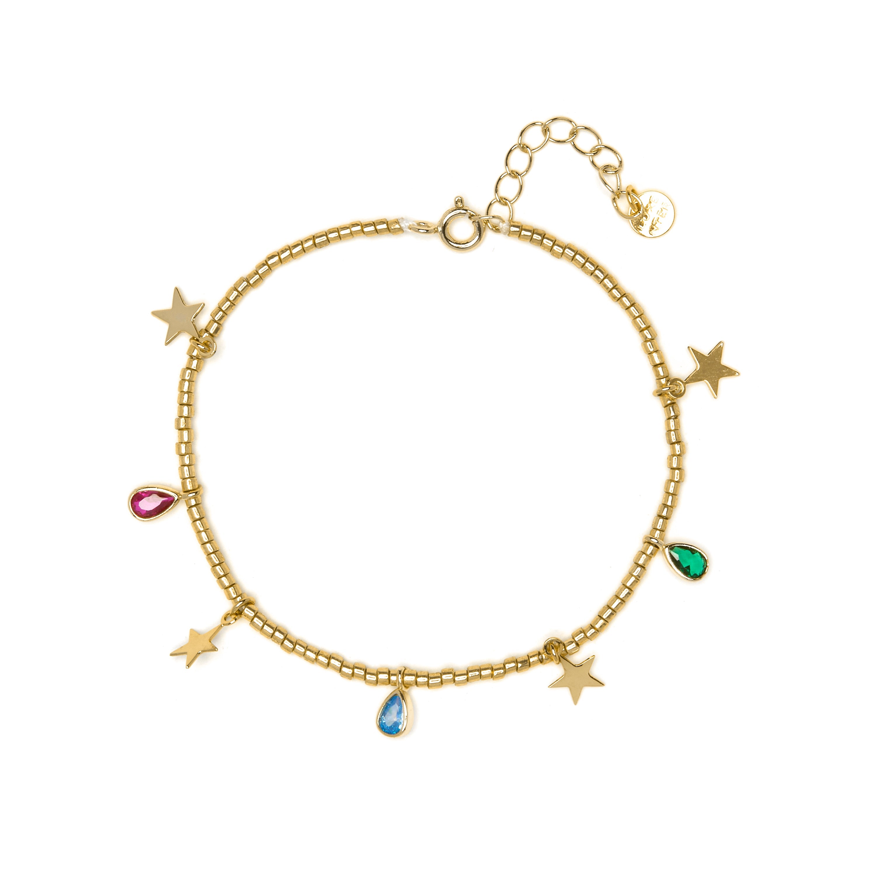 925 Sterling Silver Multicolor Zirconia Bracelet with 18k Yellow Gold Finish - Itza