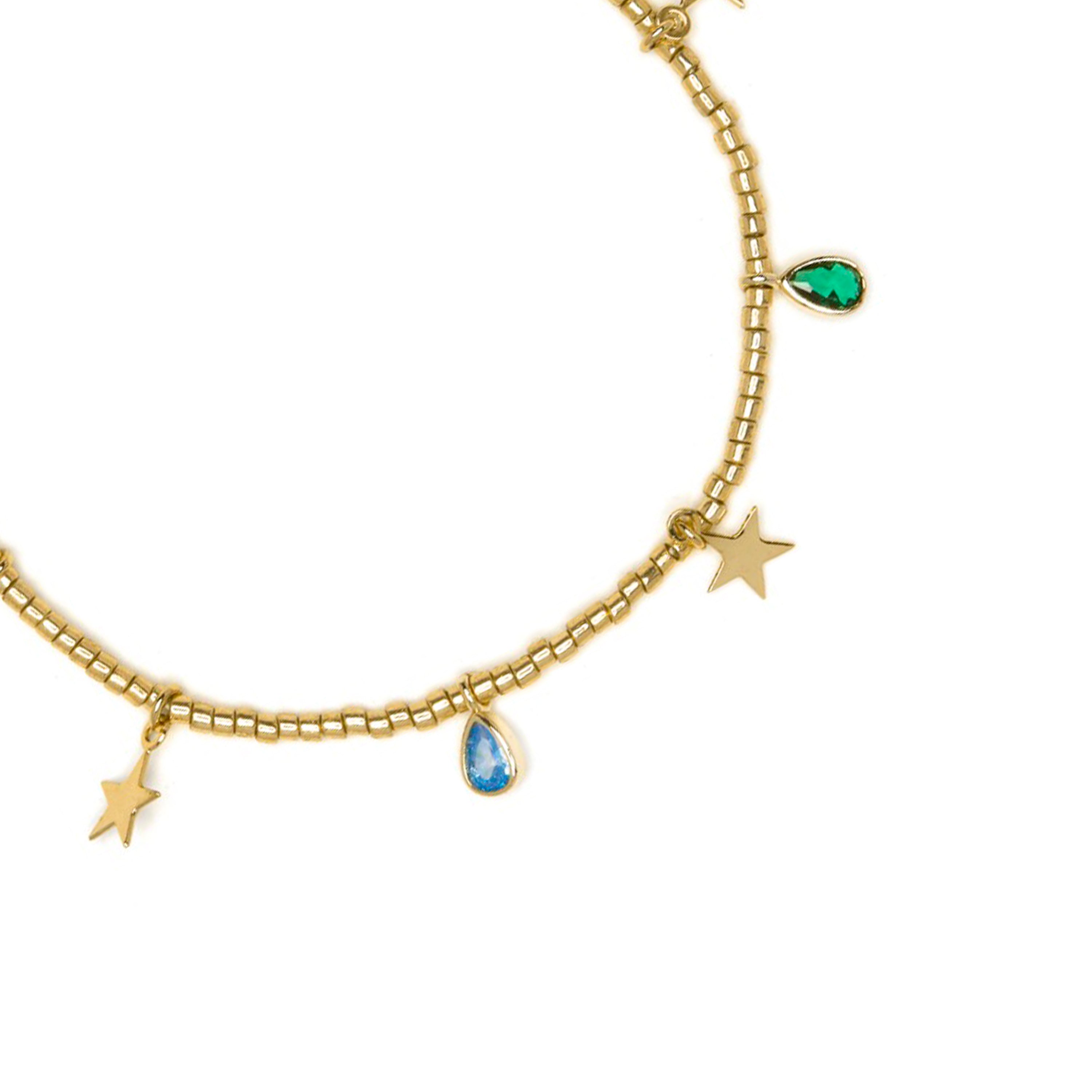 925 Sterling Silver Multicolor Zirconia Bracelet with 18k Yellow Gold Finish - Itza