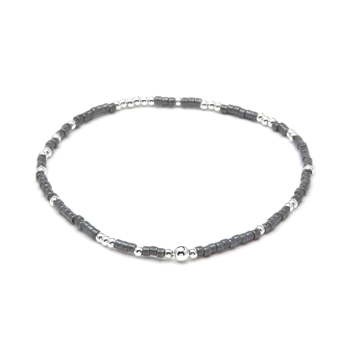 Pulsera de Plata de Ley 925 y Cristal Gris acabado en rodio - Usane