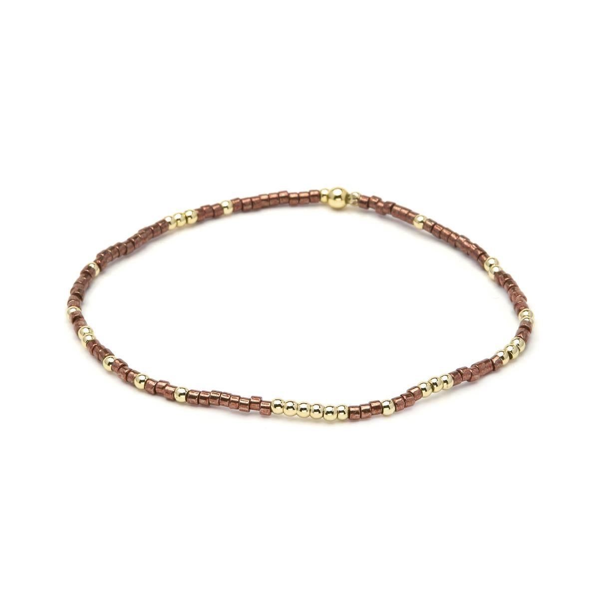 925 Sterling Silver and Brown Crystal Bracelet with 18k Yellow Gold Plating - Usane