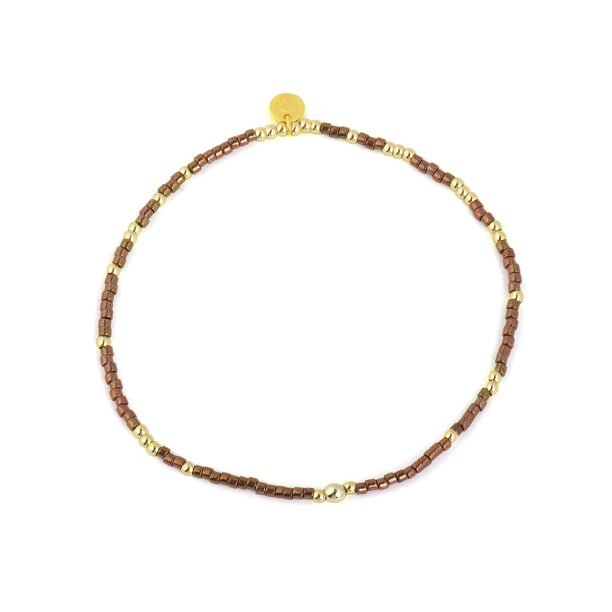 925 Sterling Silver and Brown Crystal Bracelet with 18k Yellow Gold Plating - Usane