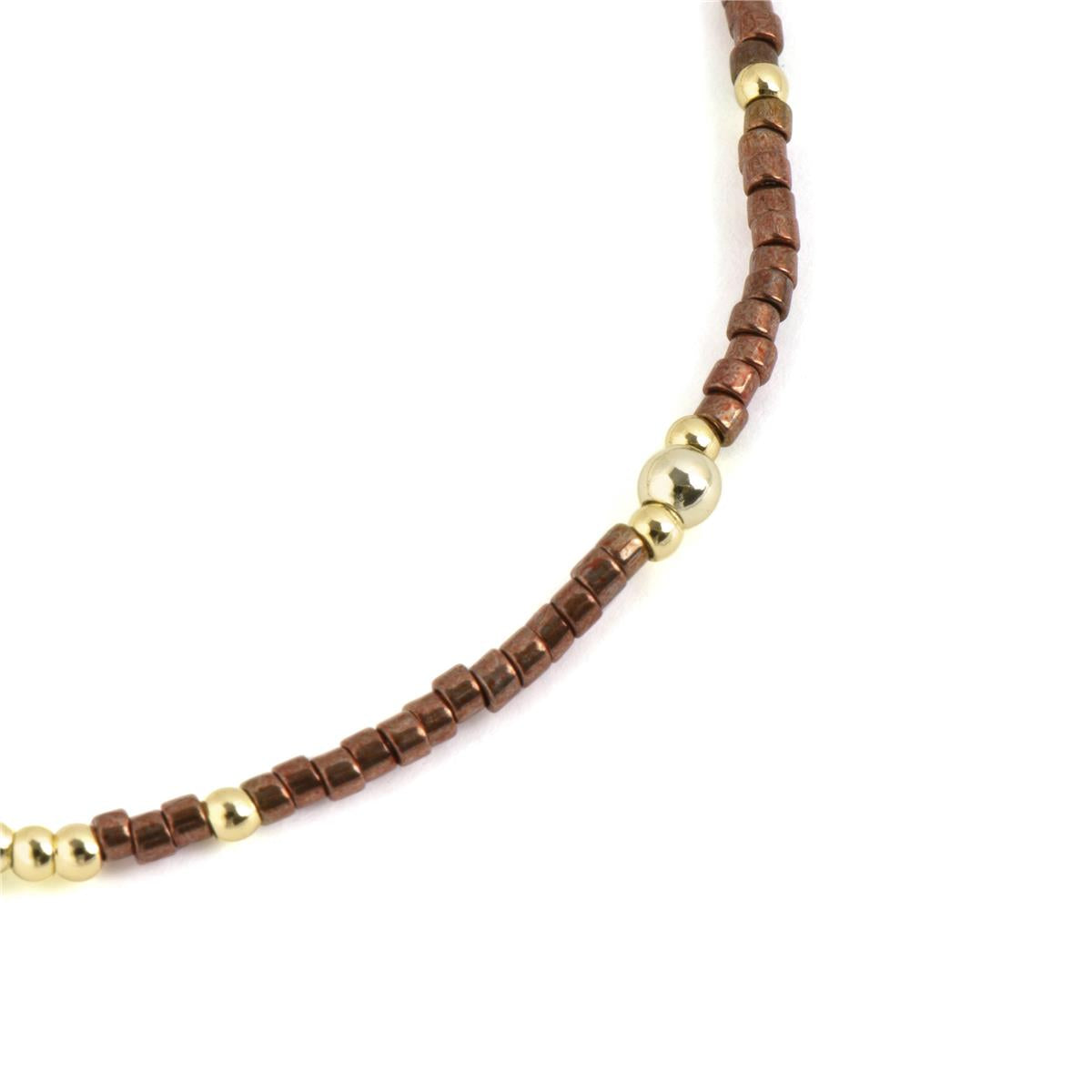 925 Sterling Silver and Brown Crystal Bracelet with 18k Yellow Gold Plating - Usane