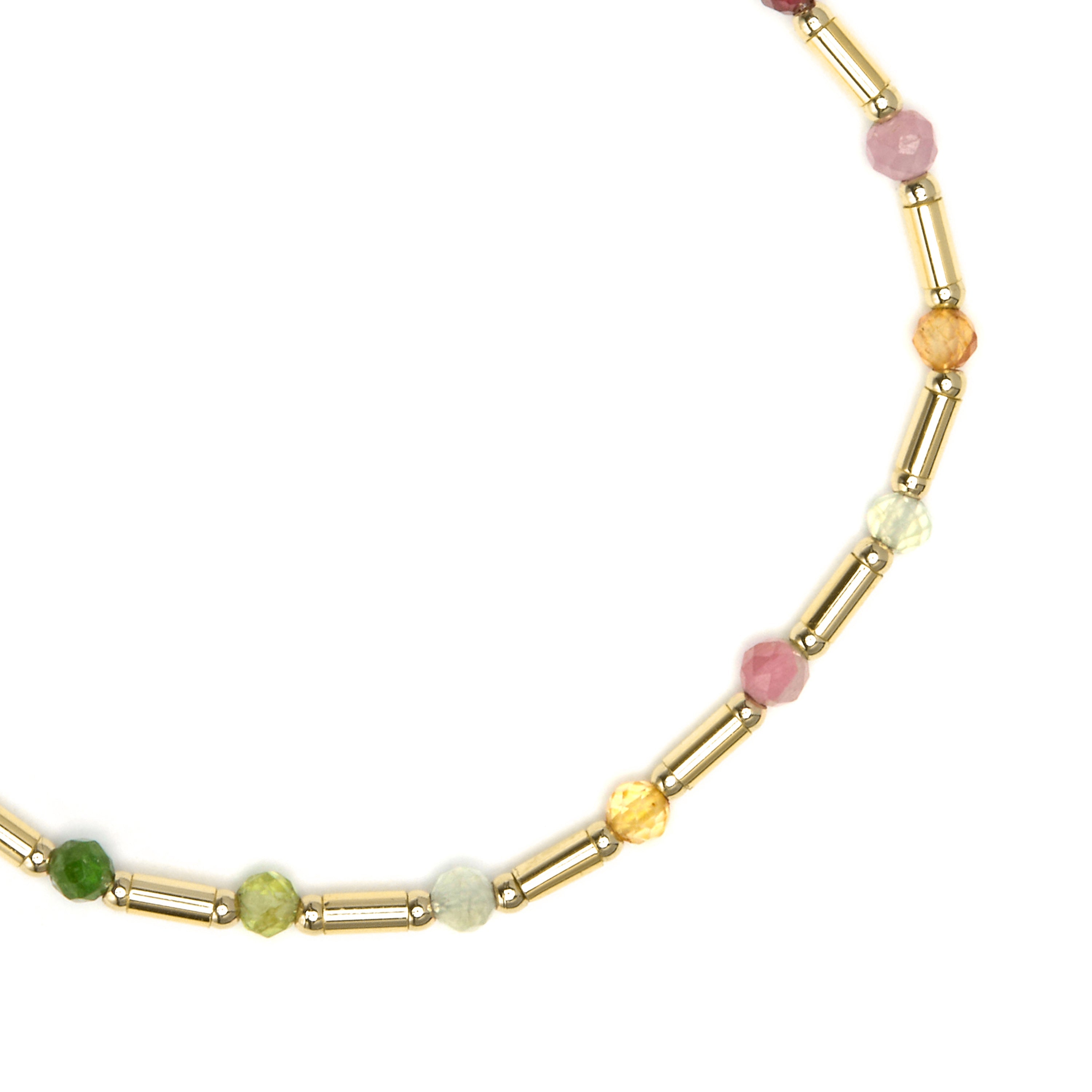 925 Sterling Silver and Multicolor Tourmaline Bracelet with 18k Yellow Gold Finish - Otssy