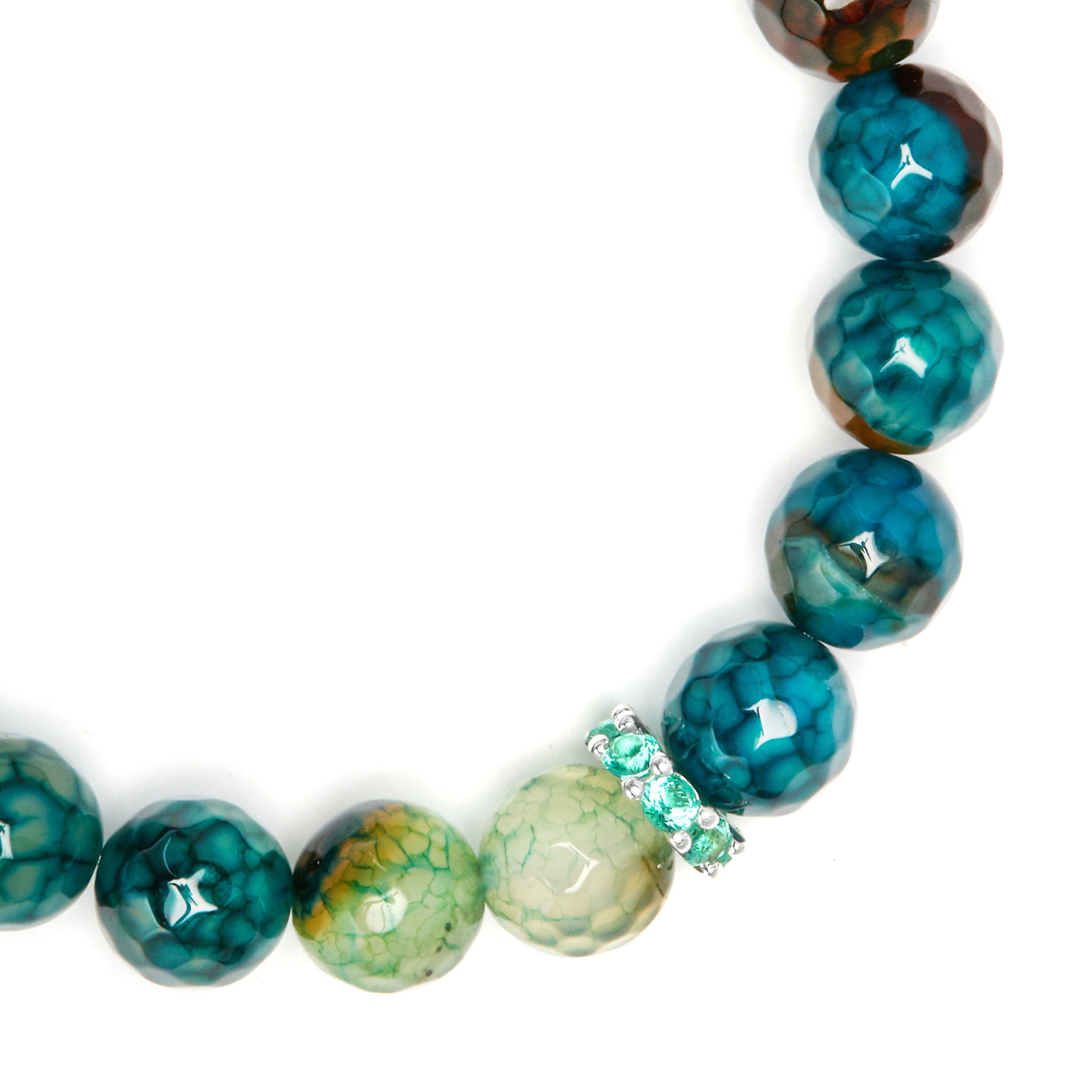 925 Sterling Silver and Green Agate Bracelet with 18k Yellow Gold Finish - Kremi