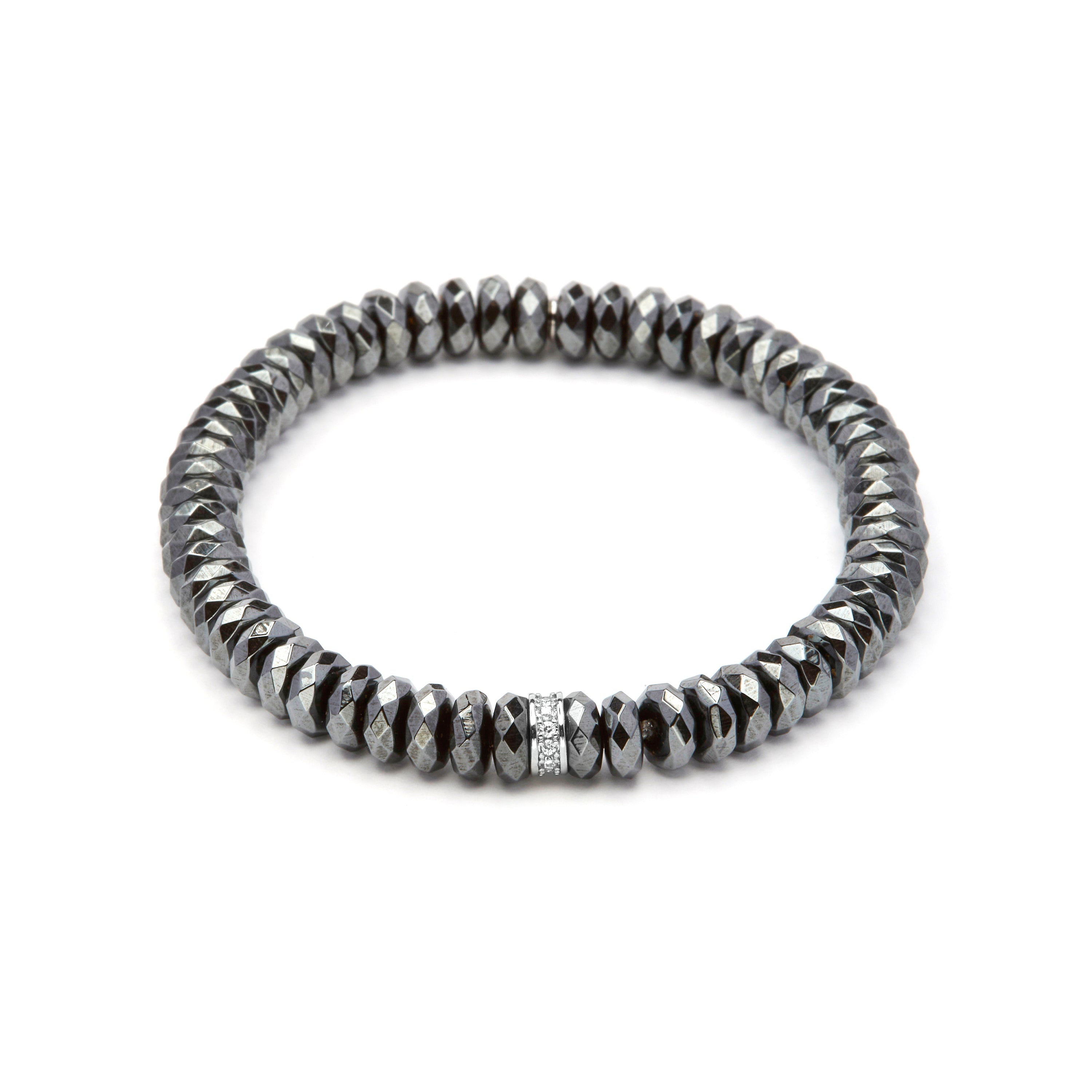 925 Sterling Silver and Hematite Rhodium-plated Bracelet - Sihi