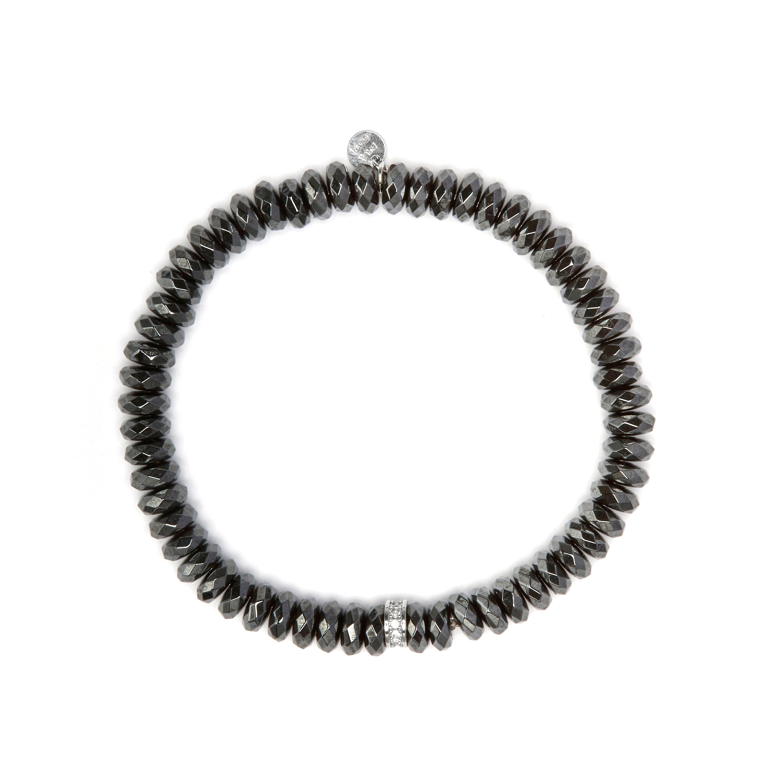 925 Sterling Silver and Hematite Rhodium-plated Bracelet - Sihi