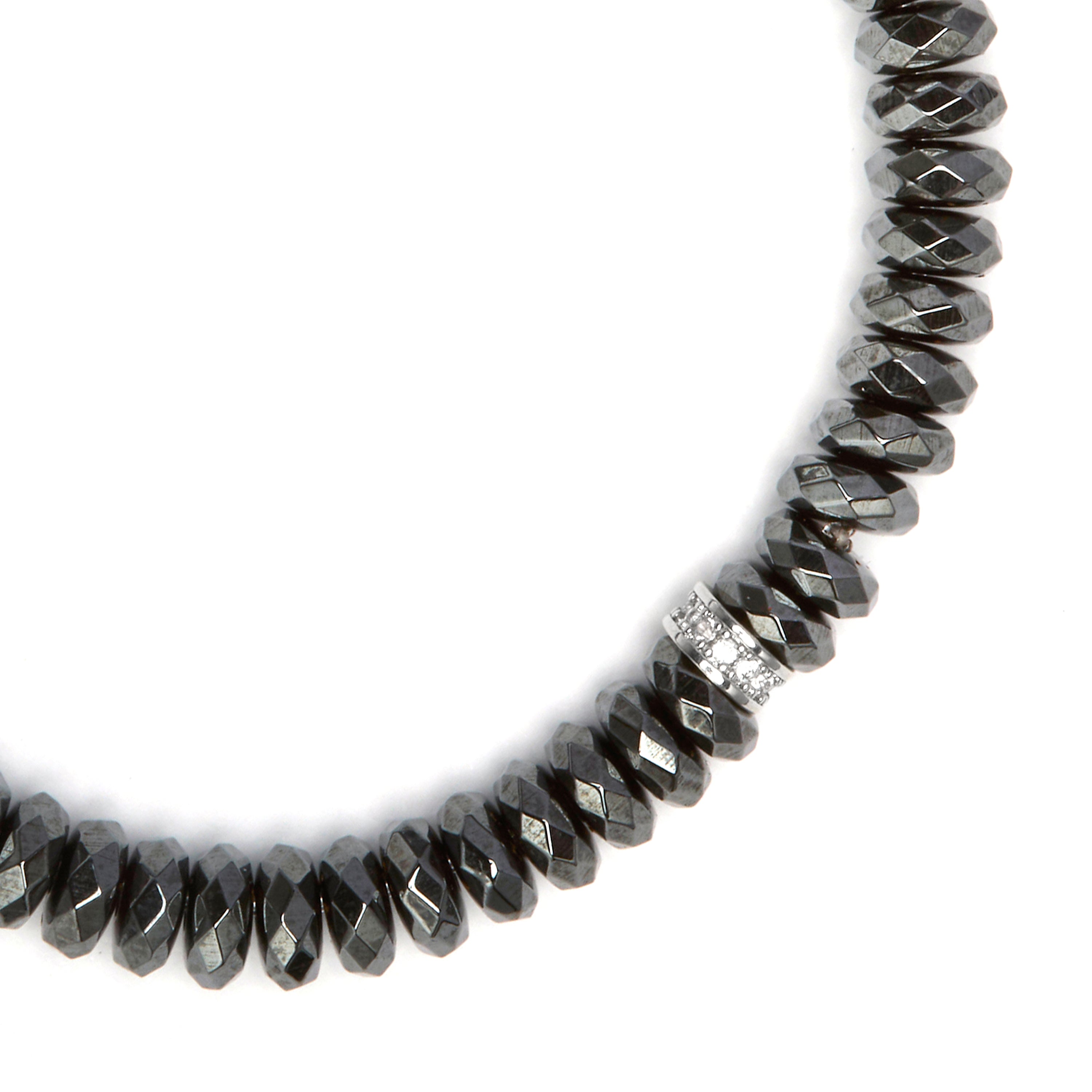 925 Sterling Silver and Hematite Rhodium-plated Bracelet - Sihi
