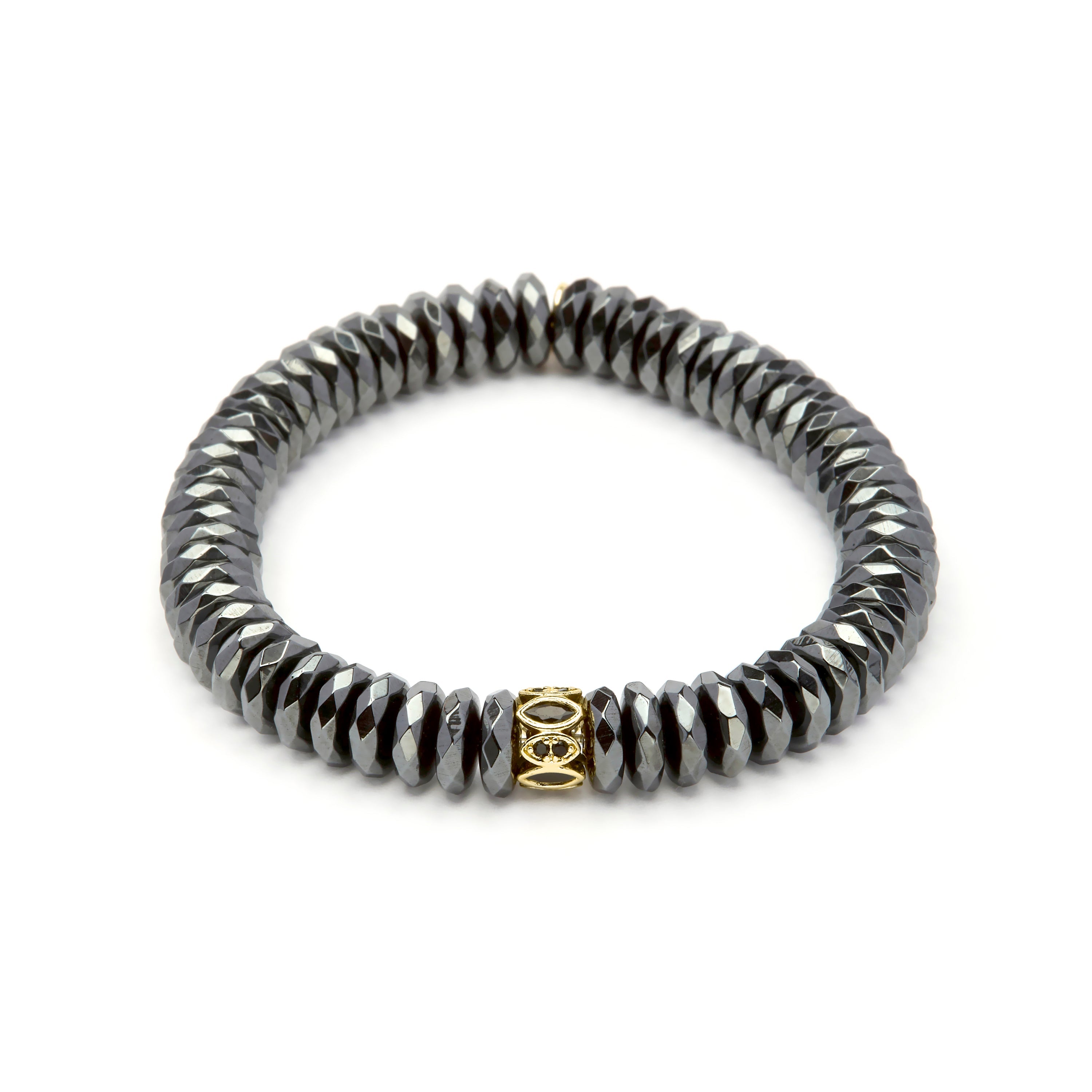 925 Sterling Silver and Hematite 18k Yellow Gold Plated Bracelet - Lakil