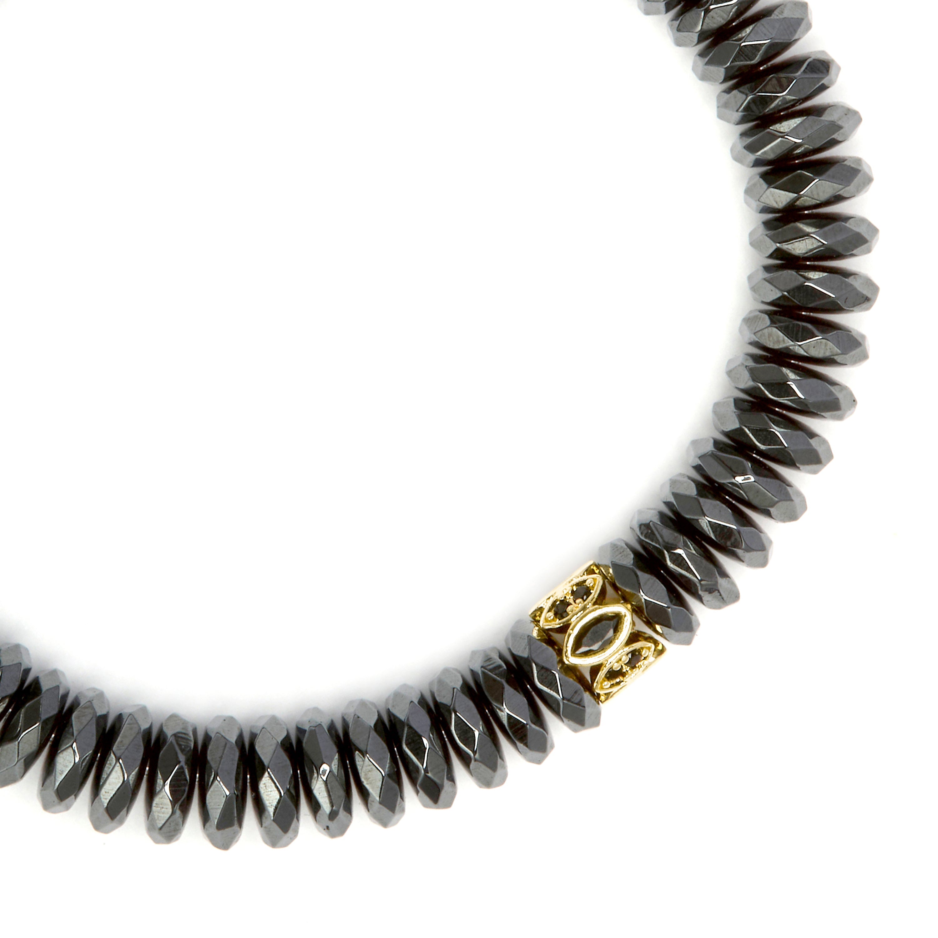 925 Sterling Silver and Hematite 18k Yellow Gold Plated Bracelet - Lakil