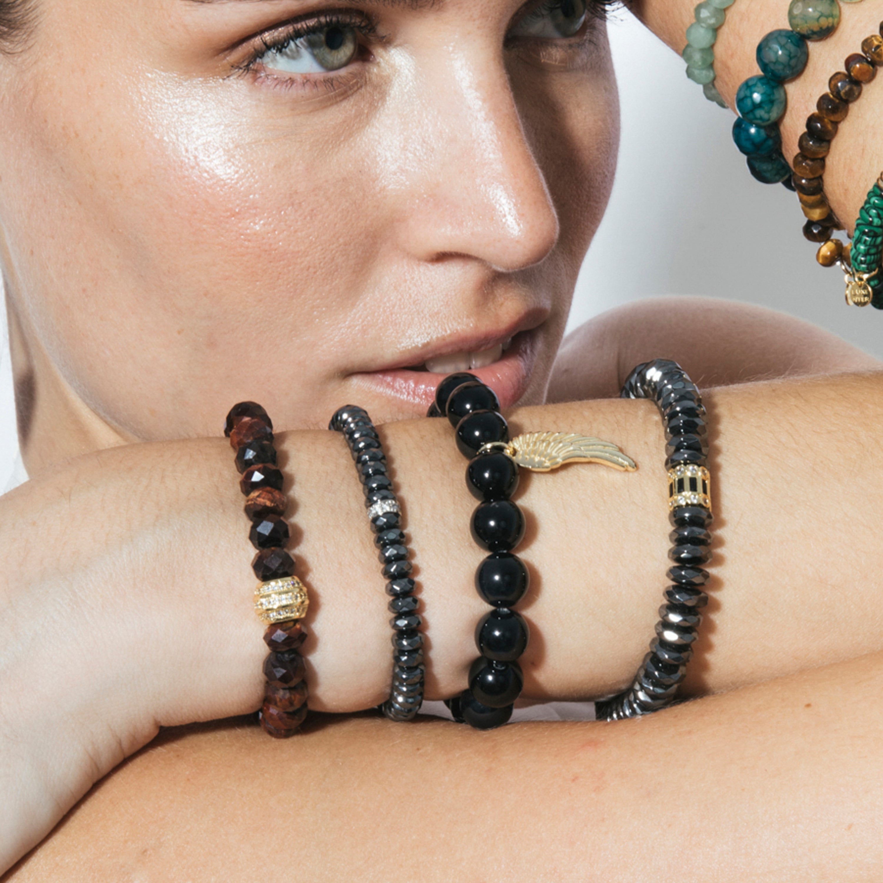 925 Sterling Silver and Hematite 18k Yellow Gold Plated Bracelet - Lakil