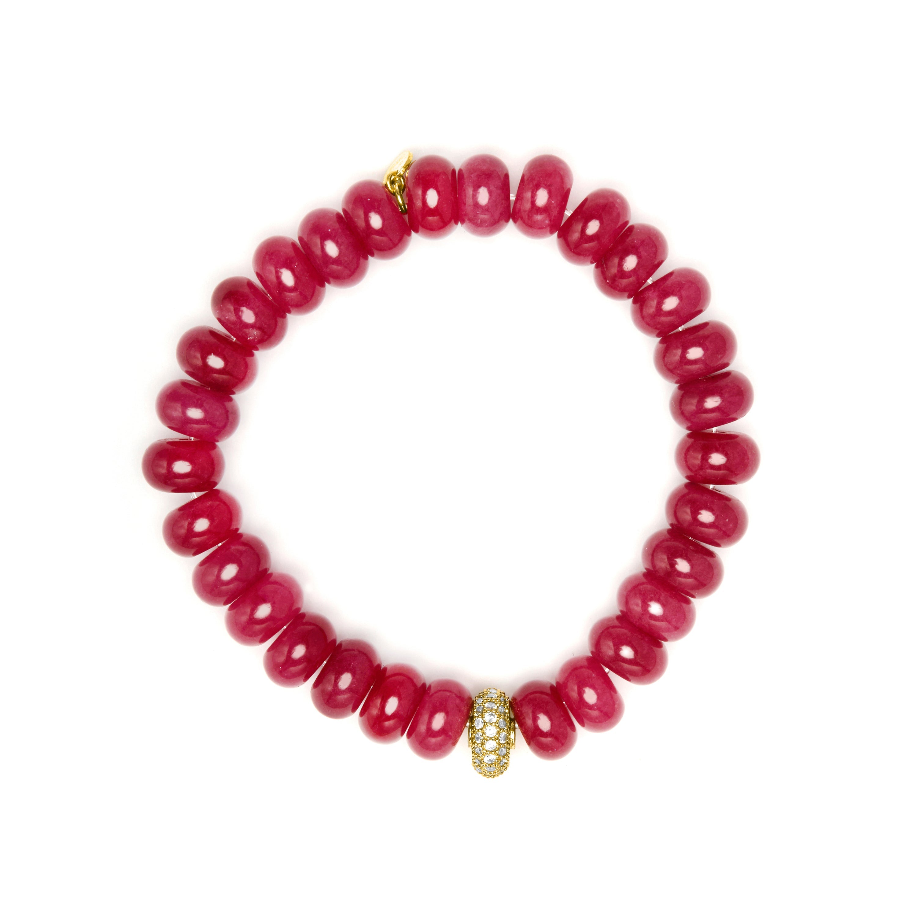 925 Sterling Silver and Red Jade Bracelet with 18k Yellow Gold Finish - Ziafa