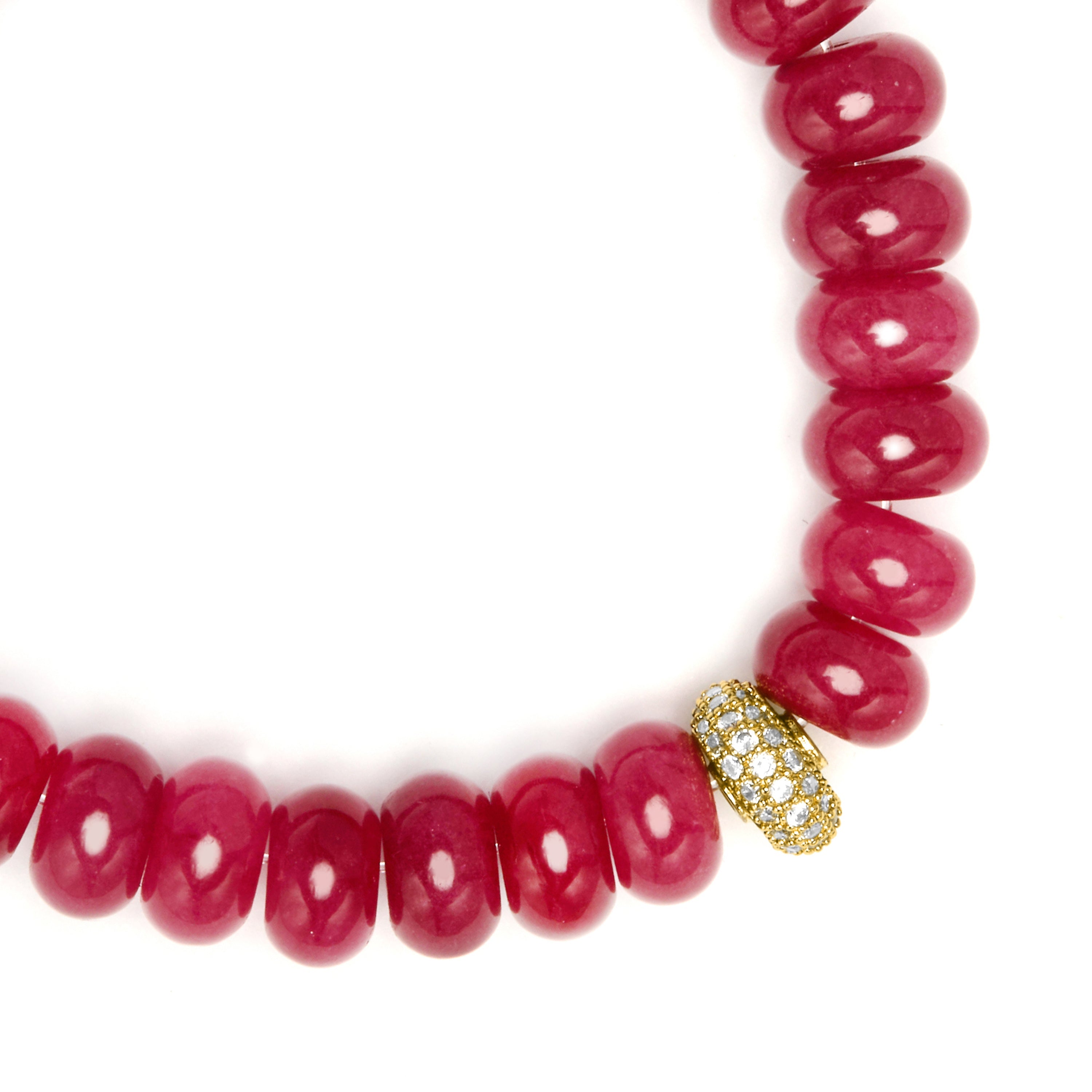 925 Sterling Silver and Red Jade Bracelet with 18k Yellow Gold Finish - Ziafa
