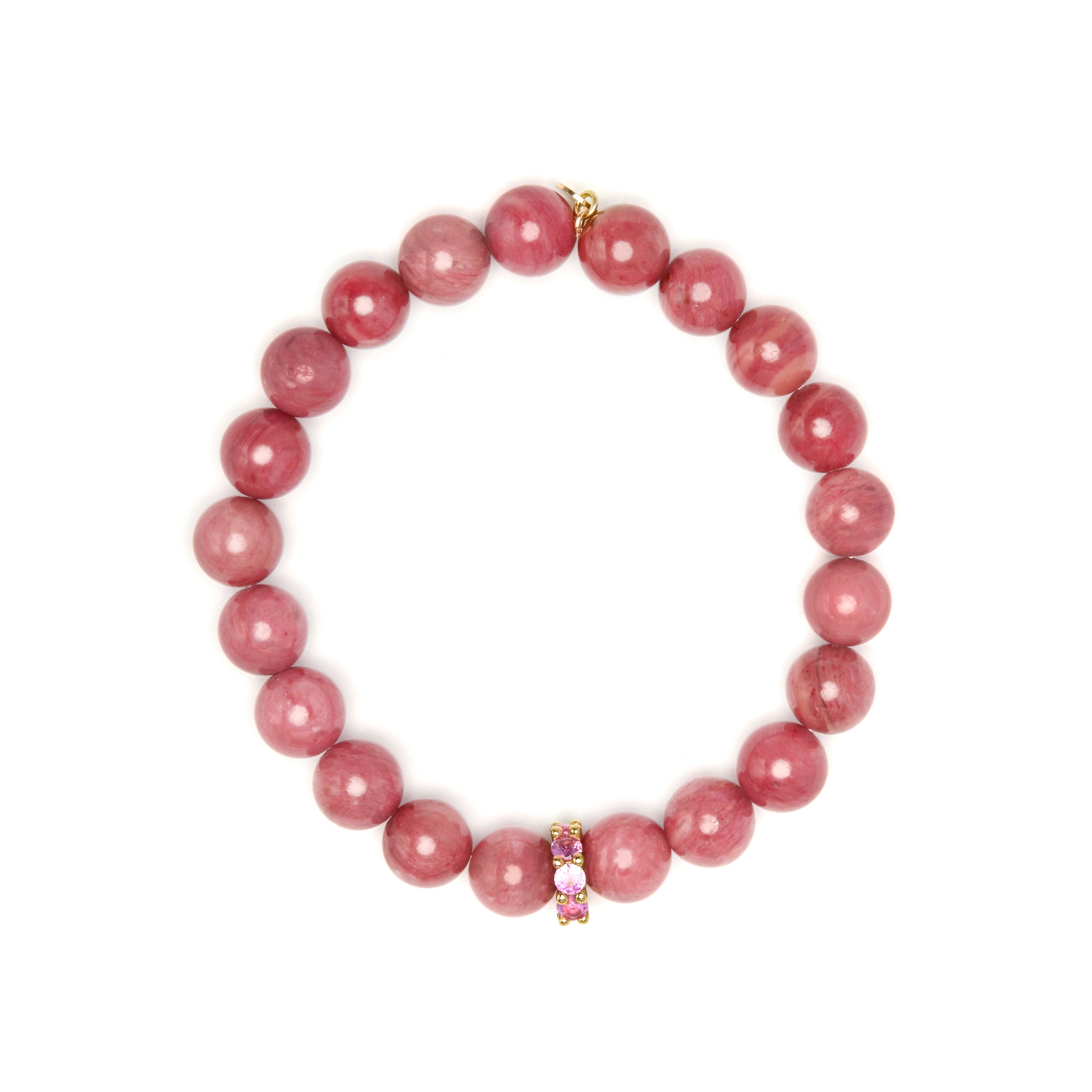 Sterling Silver 925 and Rhodochrosite Bracelet with 18k Yellow Gold Finish - Kamida