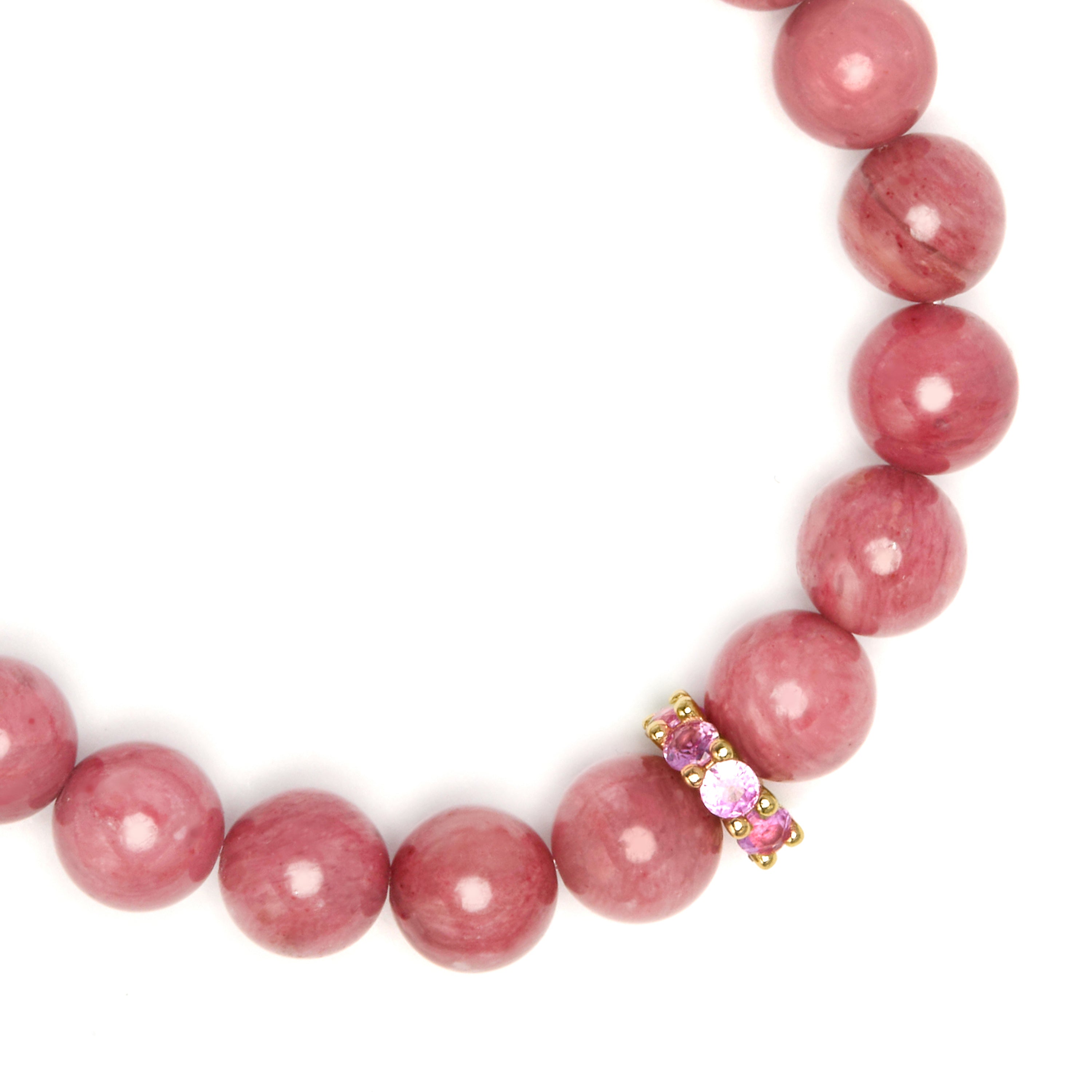 Sterling Silver 925 and Rhodochrosite Bracelet with 18k Yellow Gold Finish - Kamida