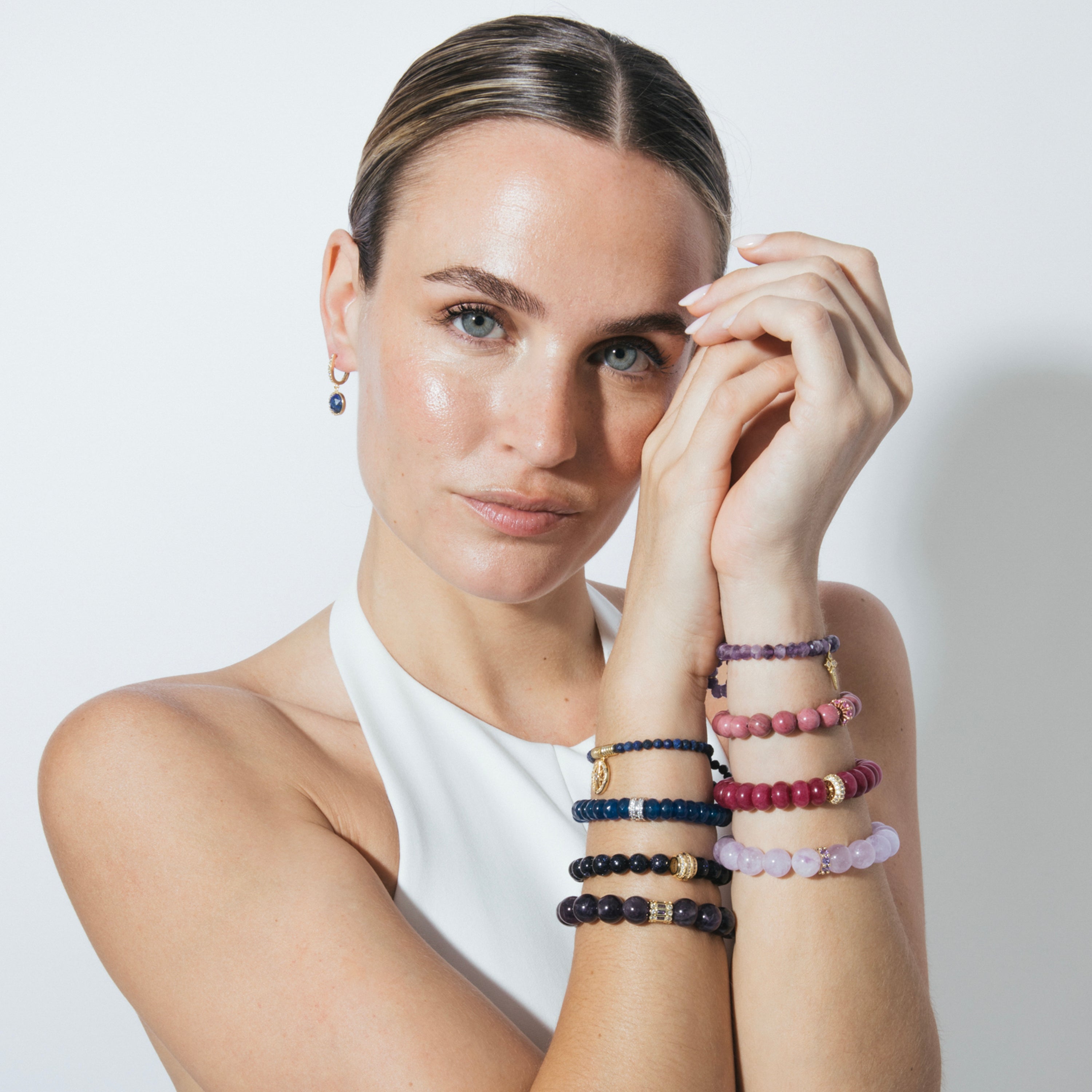 Sterling Silver 925 and Rhodochrosite Bracelet with 18k Yellow Gold Finish - Kamida