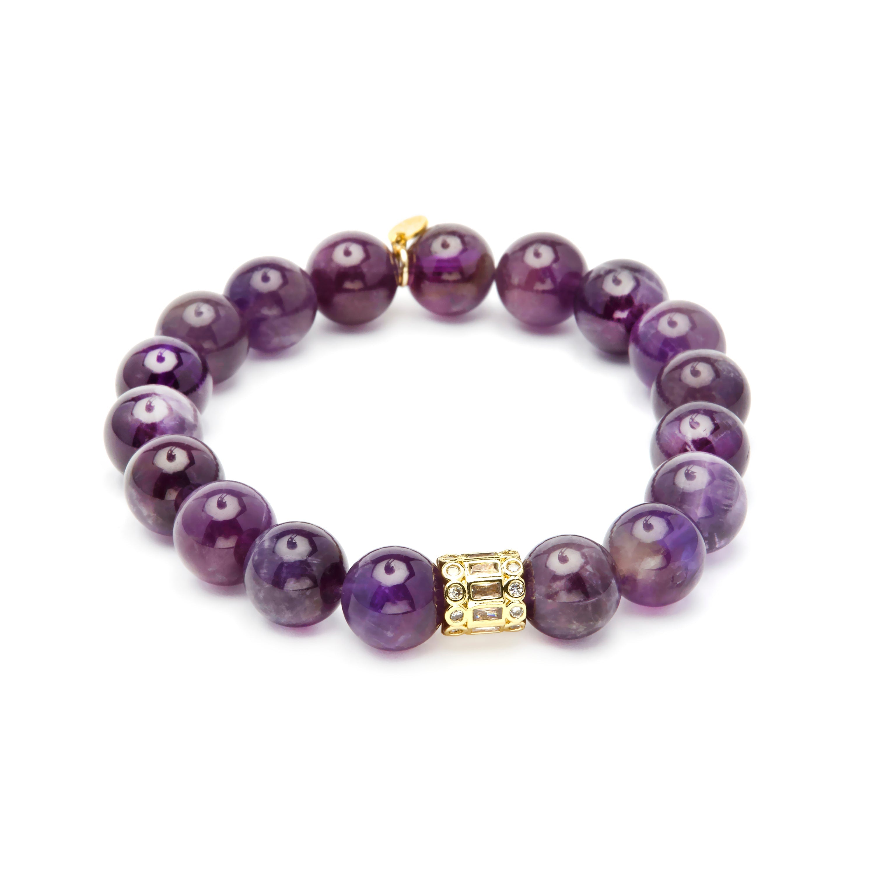 925 Sterling Silver and Natural Amethyst Bracelet with 18k Yellow Gold Finish - Ethel