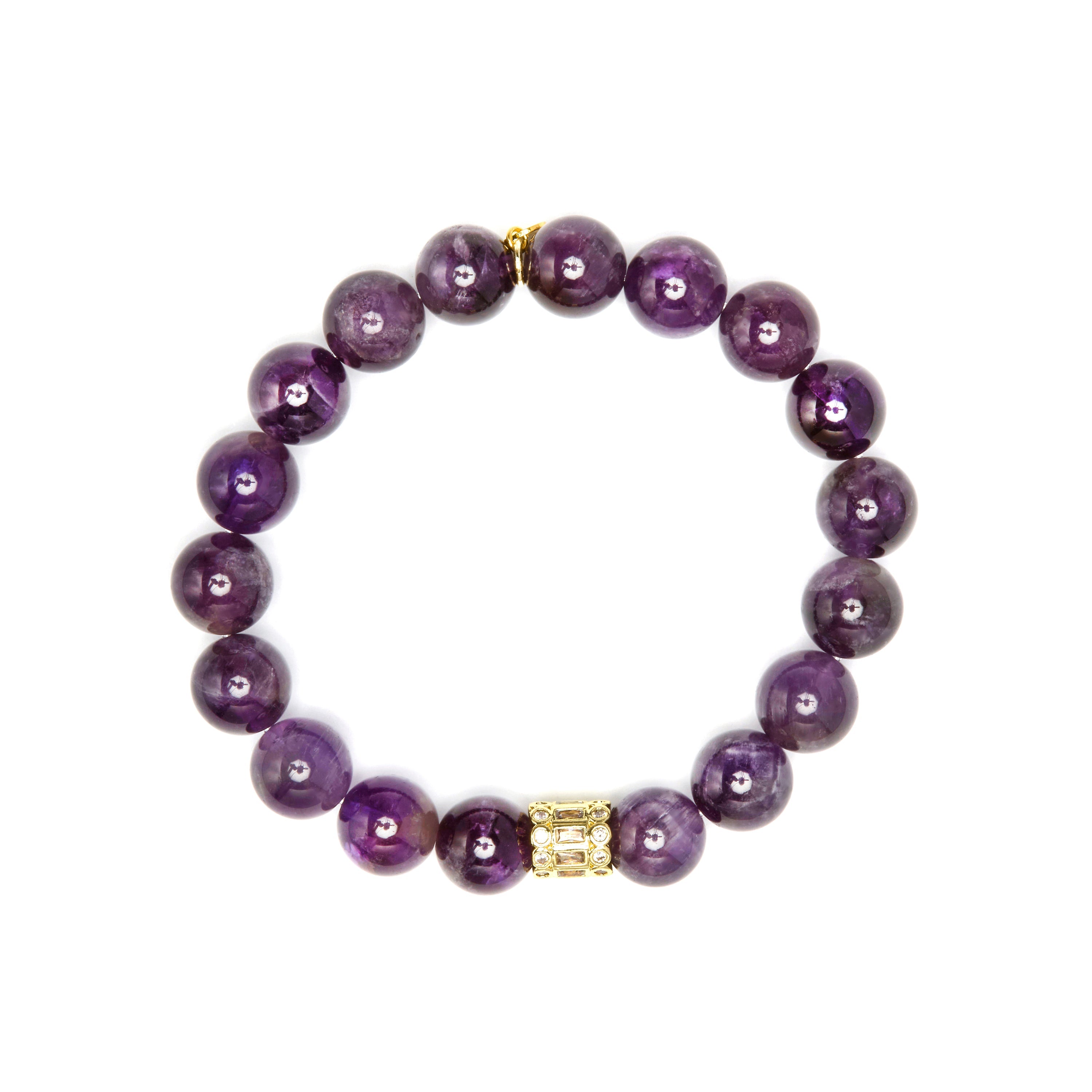 925 Sterling Silver and Natural Amethyst Bracelet with 18k Yellow Gold Finish - Ethel