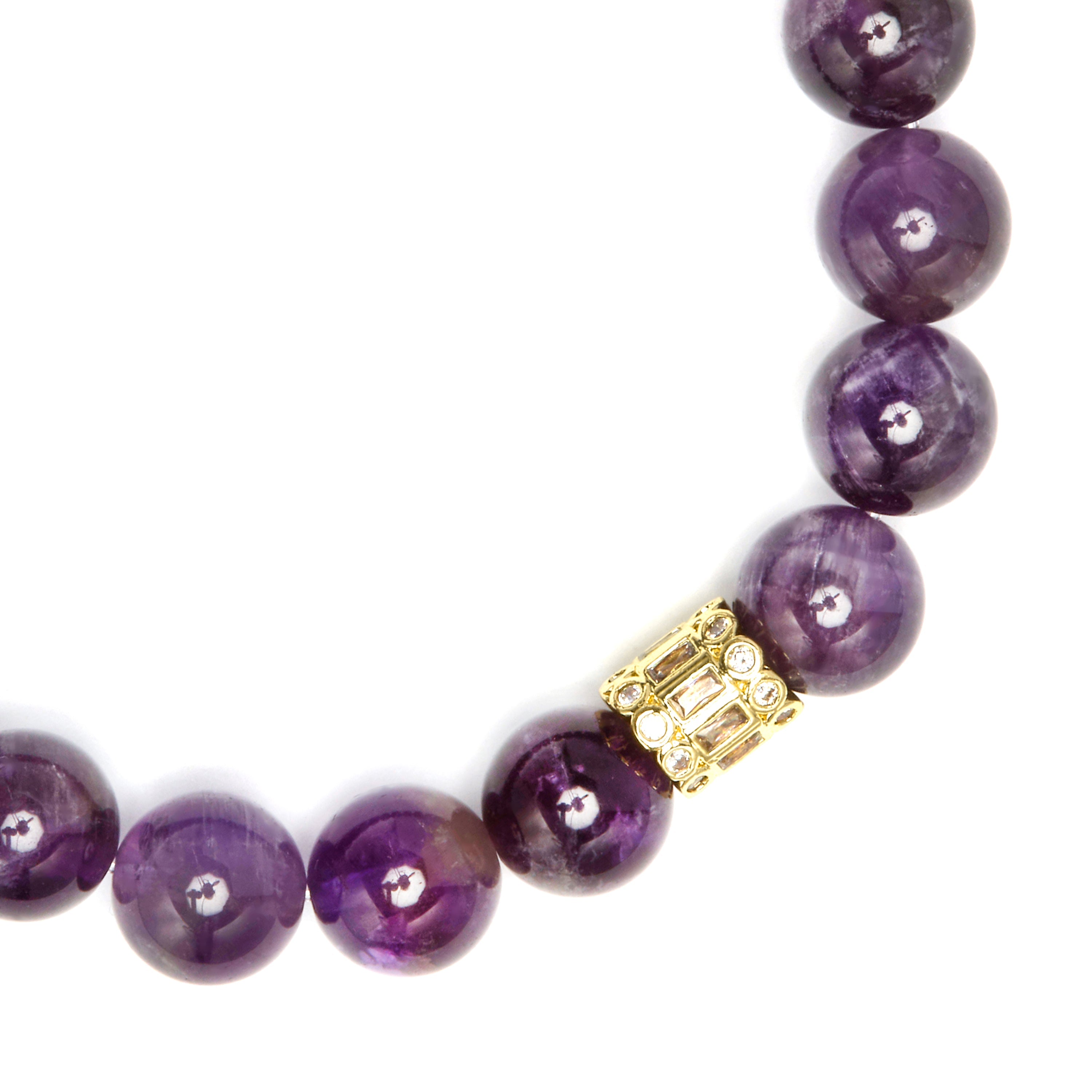 925 Sterling Silver and Natural Amethyst Bracelet with 18k Yellow Gold Finish - Ethel