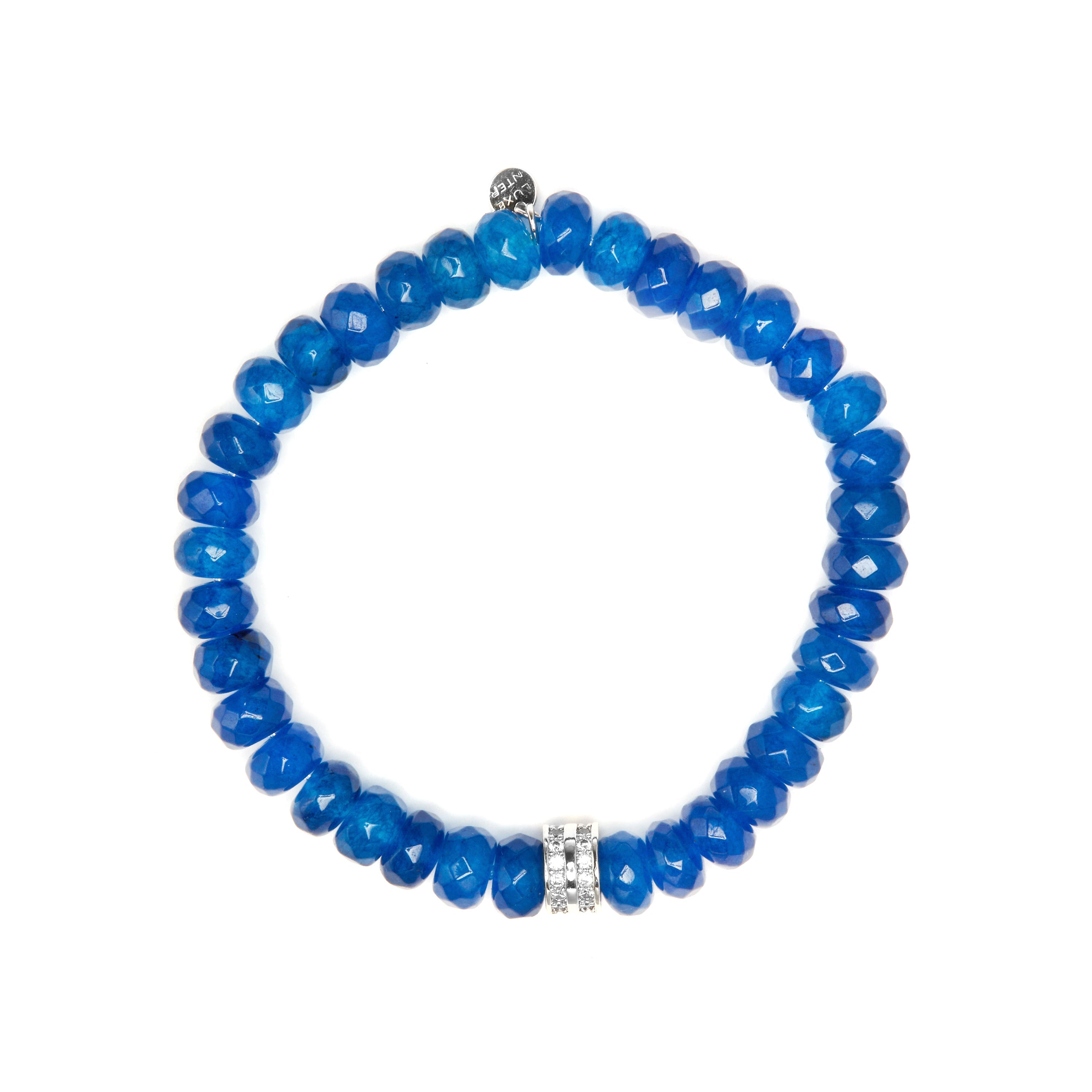 925 Sterling Silver and Blue Jade Rhodium-Plated Bracelet - Hado