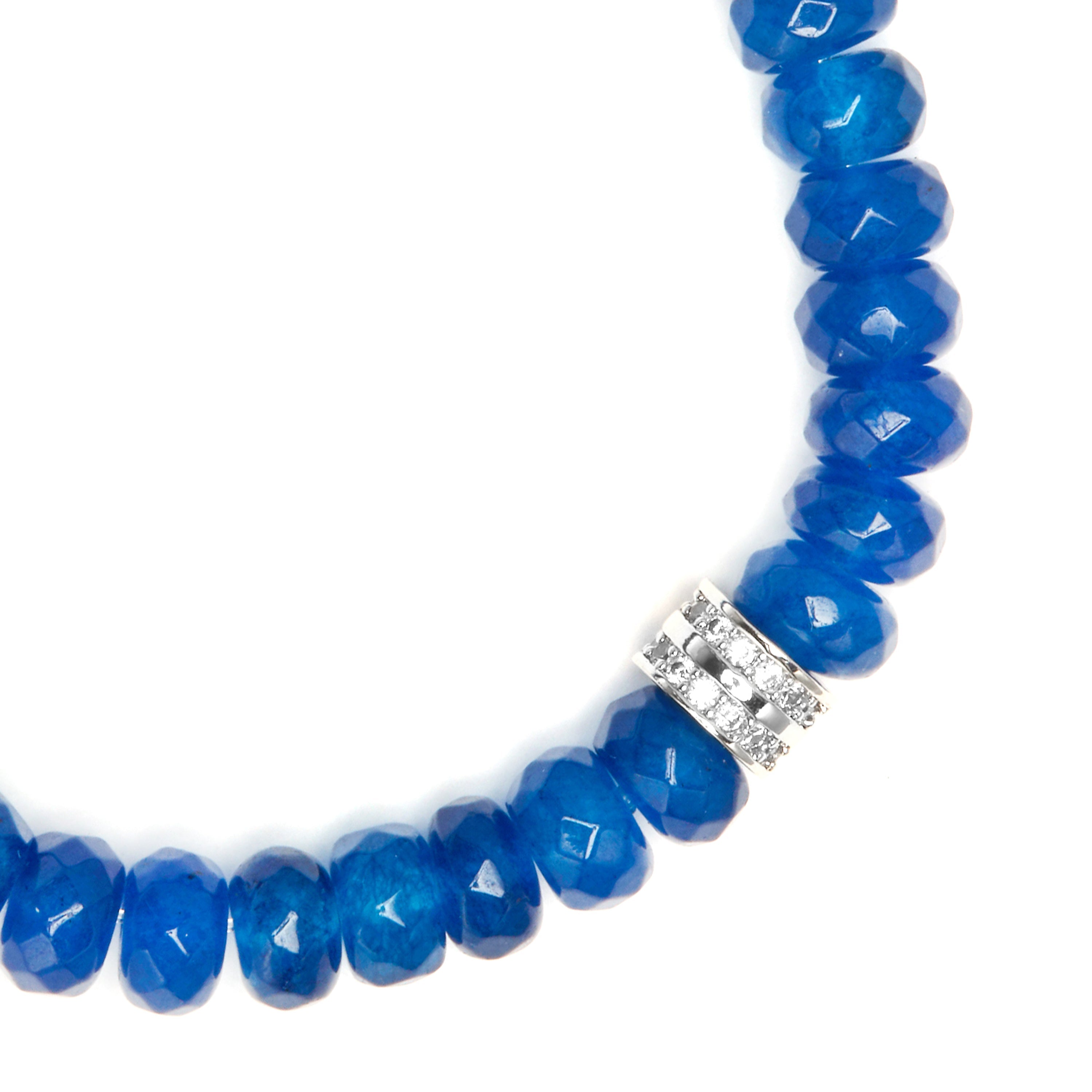 925 Sterling Silver and Blue Jade Rhodium-Plated Bracelet - Hado