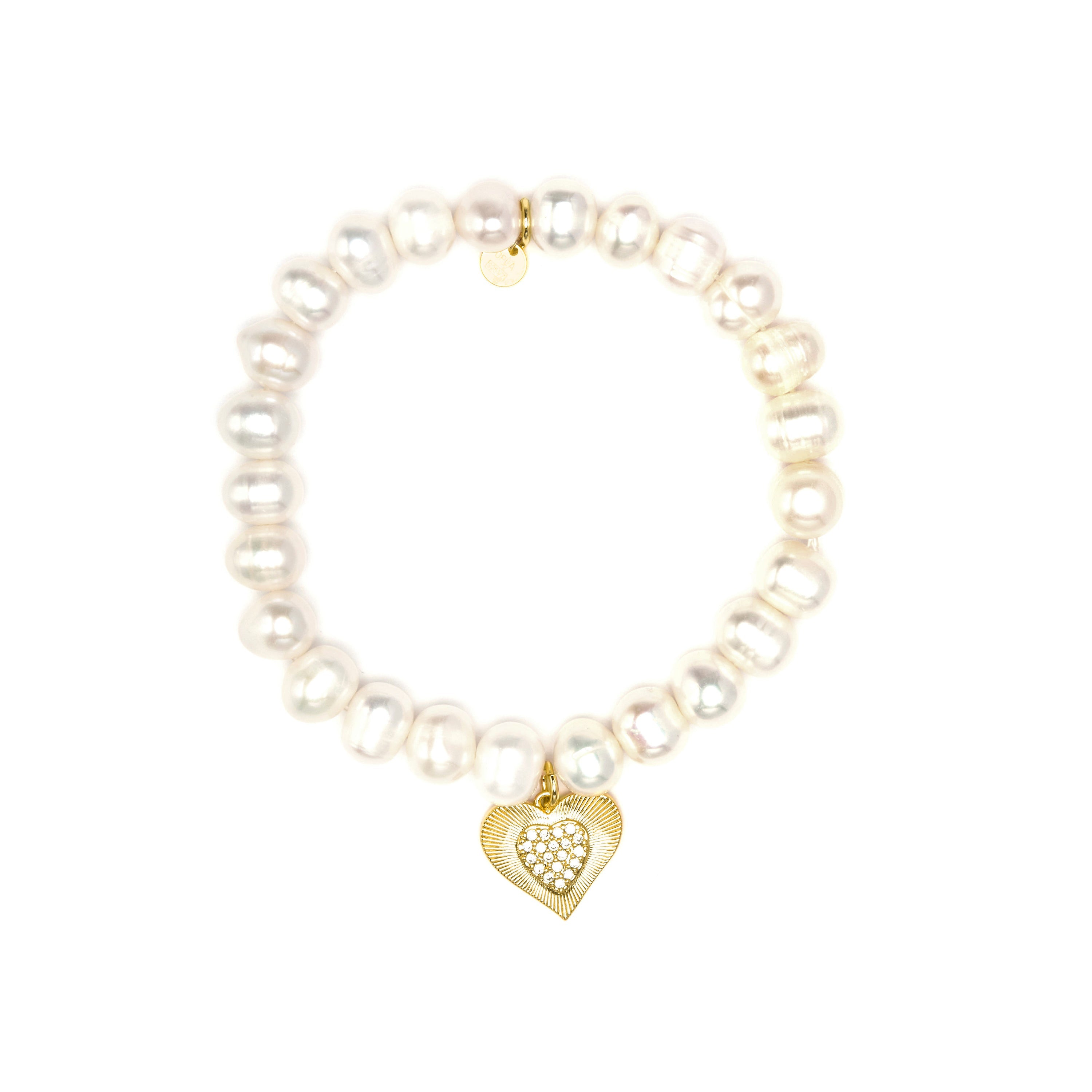 925 Sterling Silver Bracelet with White Pearl, 18k Yellow Gold Plated - Ramiya