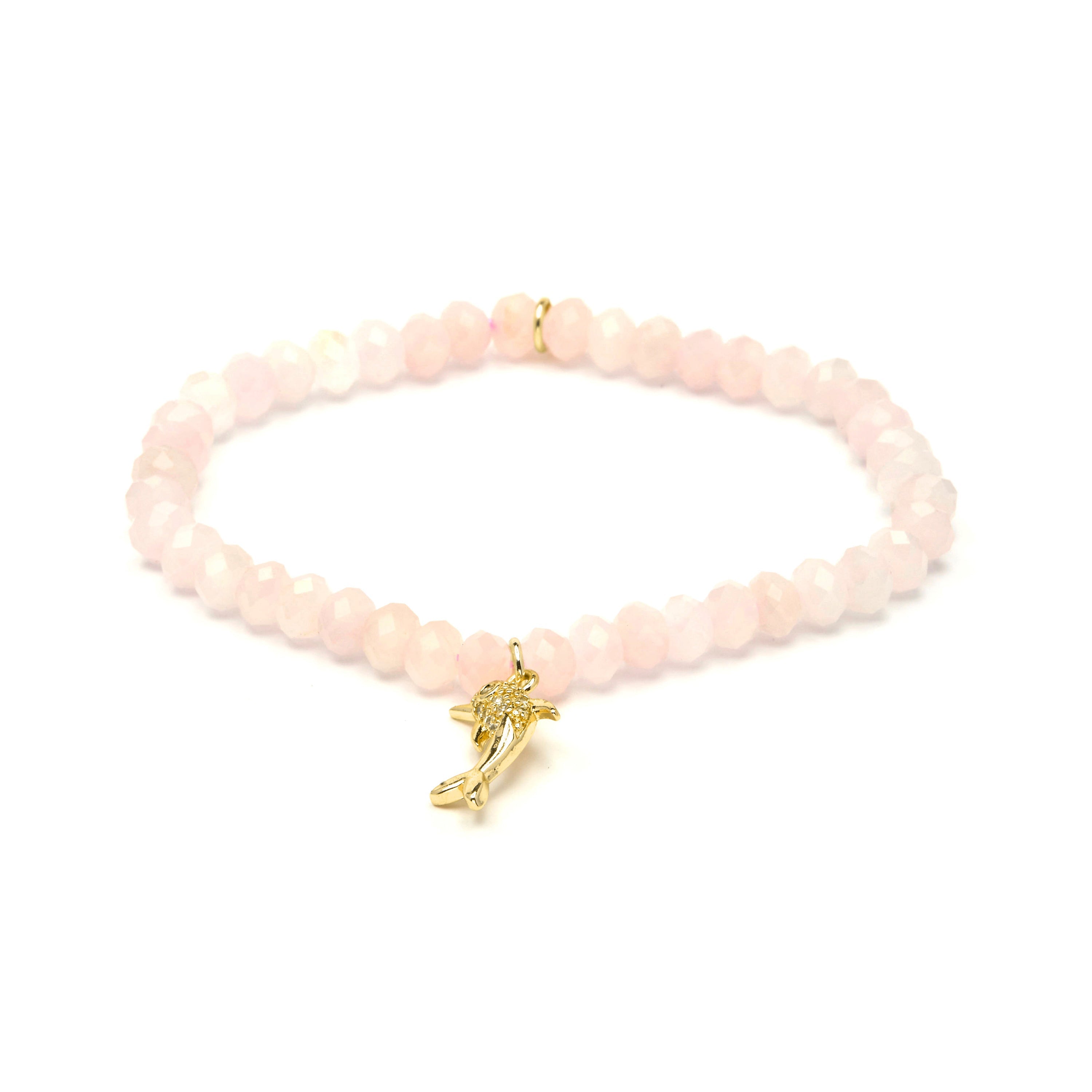 925 Sterling Silver and Rose Quartz bracelet with 18k yellow gold finish - Yifaw