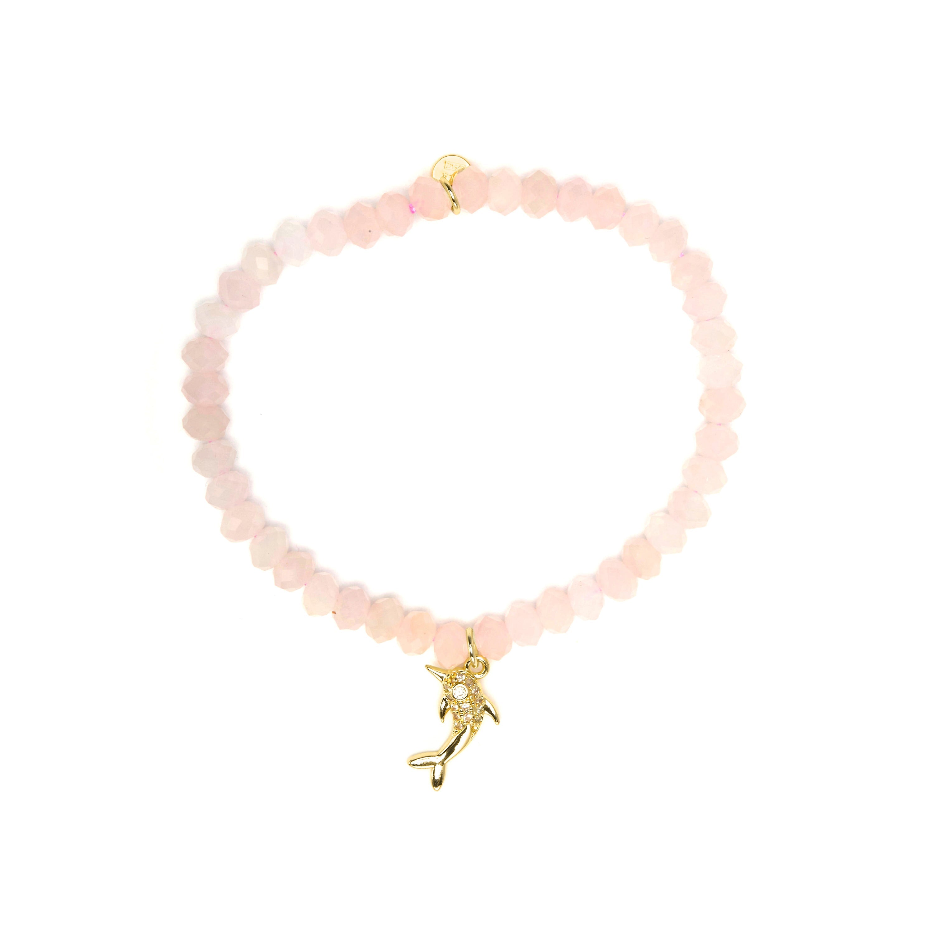 925 Sterling Silver and Rose Quartz bracelet with 18k yellow gold finish - Yifaw