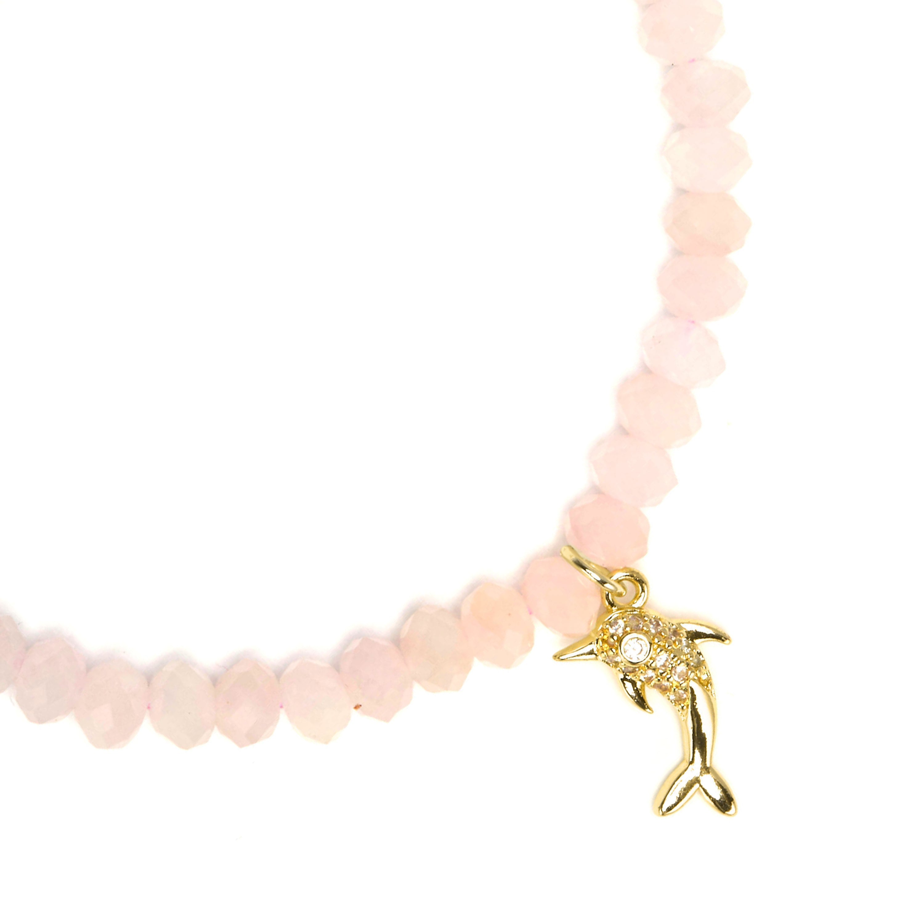 925 Sterling Silver and Rose Quartz bracelet with 18k yellow gold finish - Yifaw