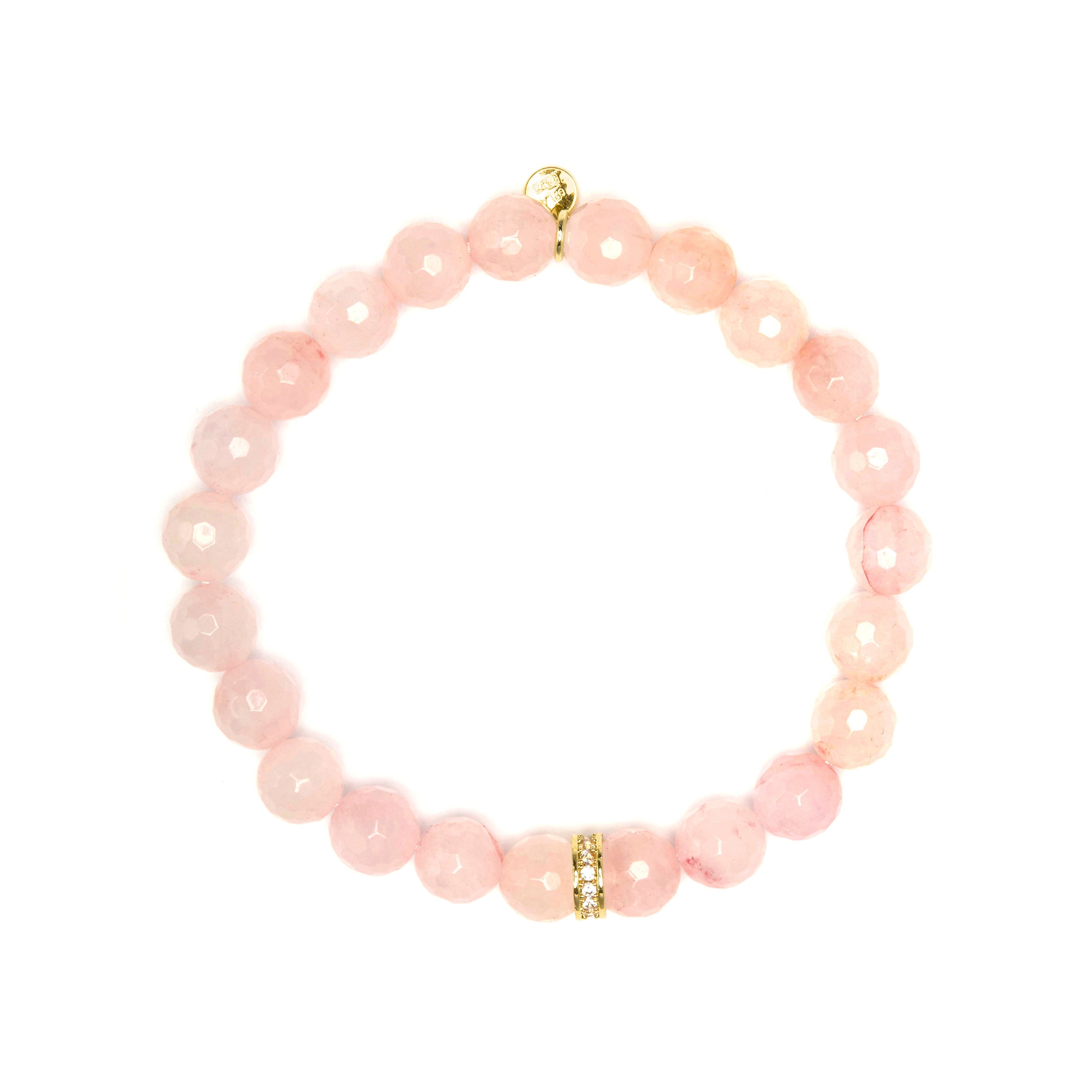 Pulsera de Plata de Ley 925 y Cuarzo Rosa acabado en oro amarillo 18k - Nielsi
