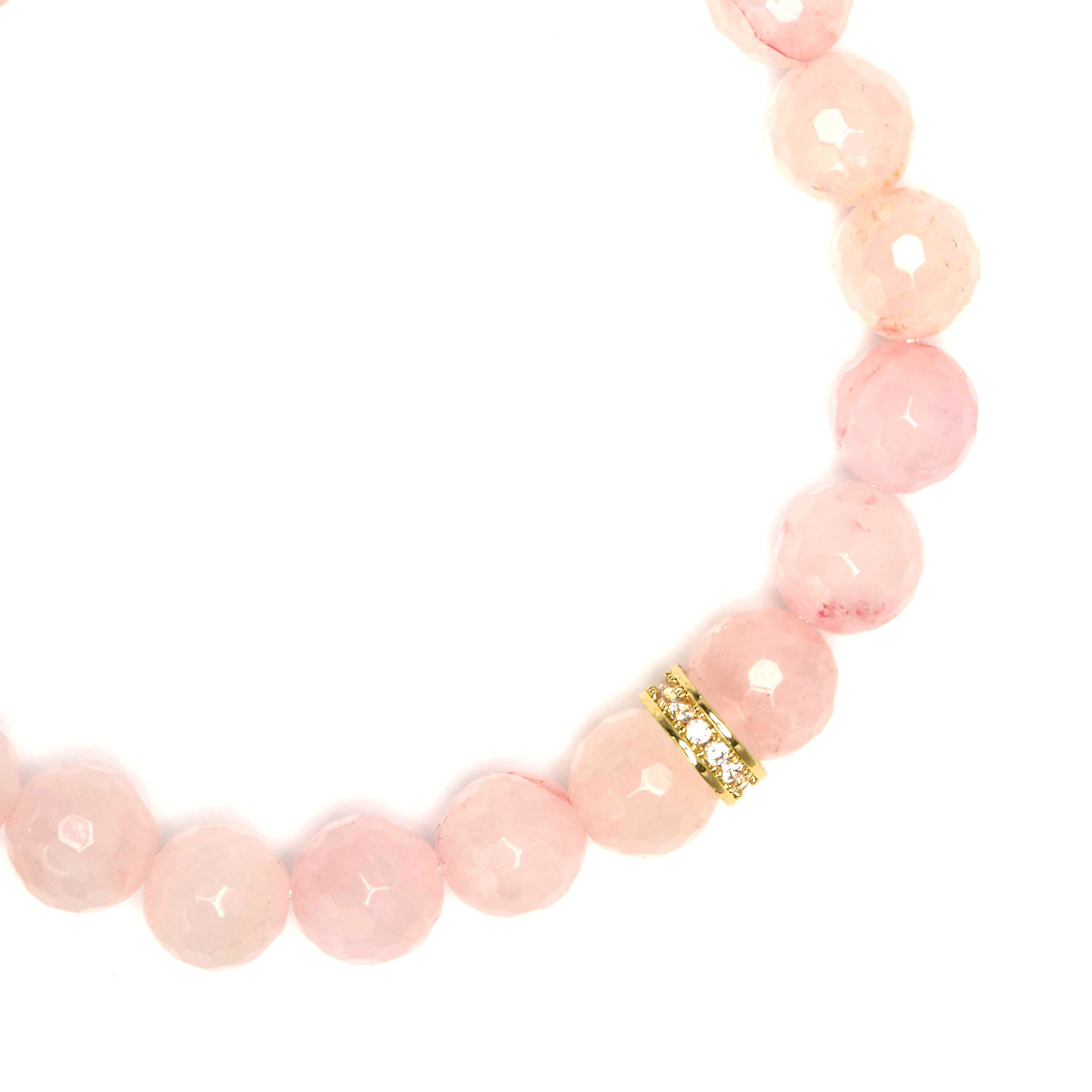 Pulsera de Plata de Ley 925 y Cuarzo Rosa acabado en oro amarillo 18k - Nielsi