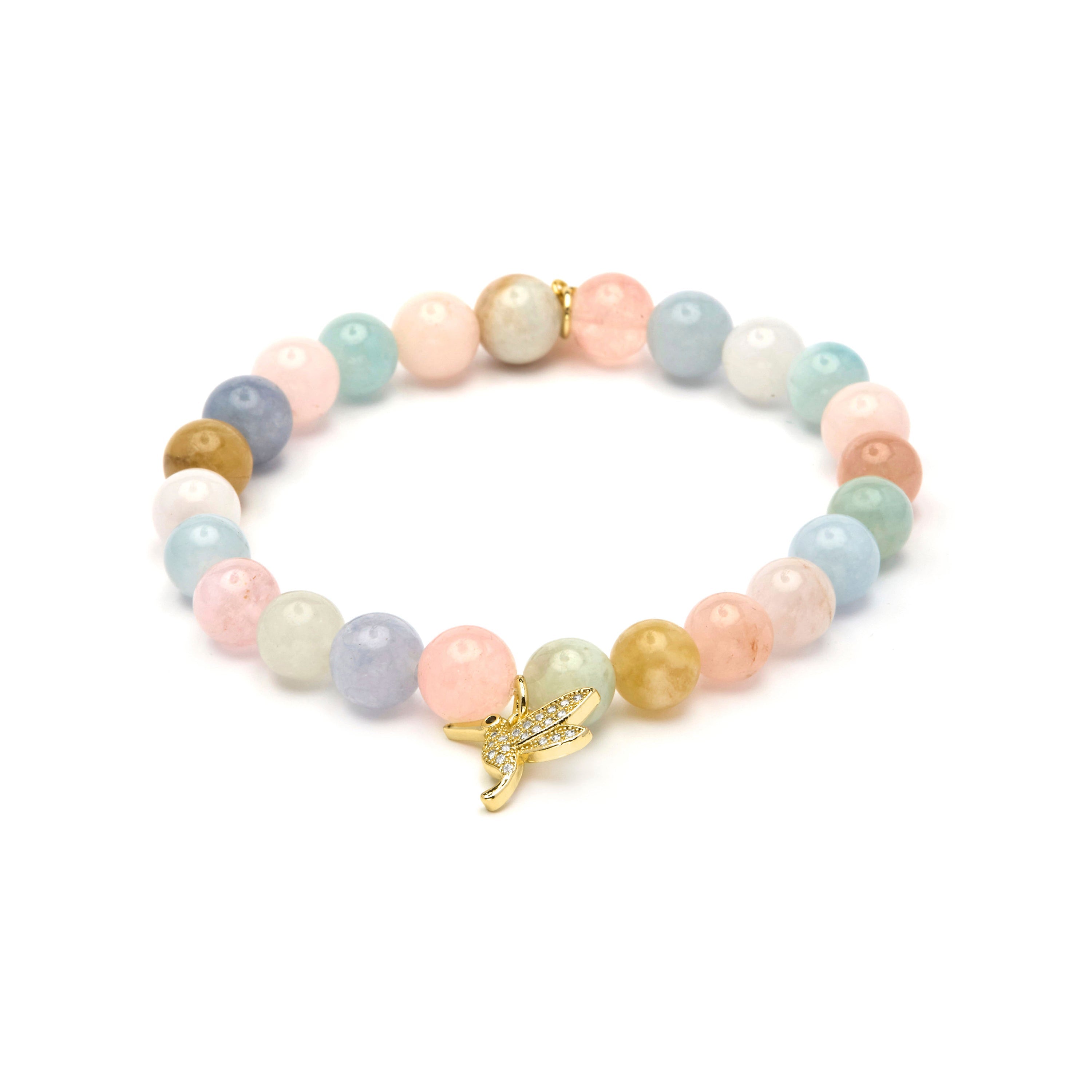 925 Sterling Silver and Natural Morganite Bracelet with 18k Yellow Gold Finish - Thulko