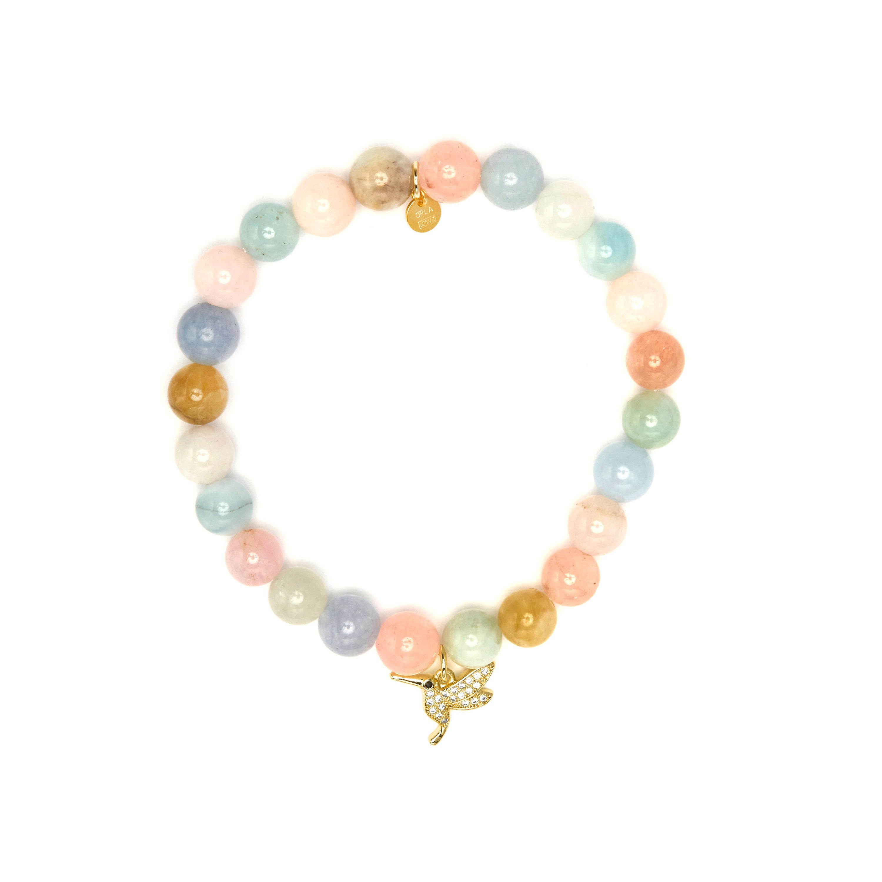 925 Sterling Silver and Natural Morganite Bracelet with 18k Yellow Gold Finish - Thulko