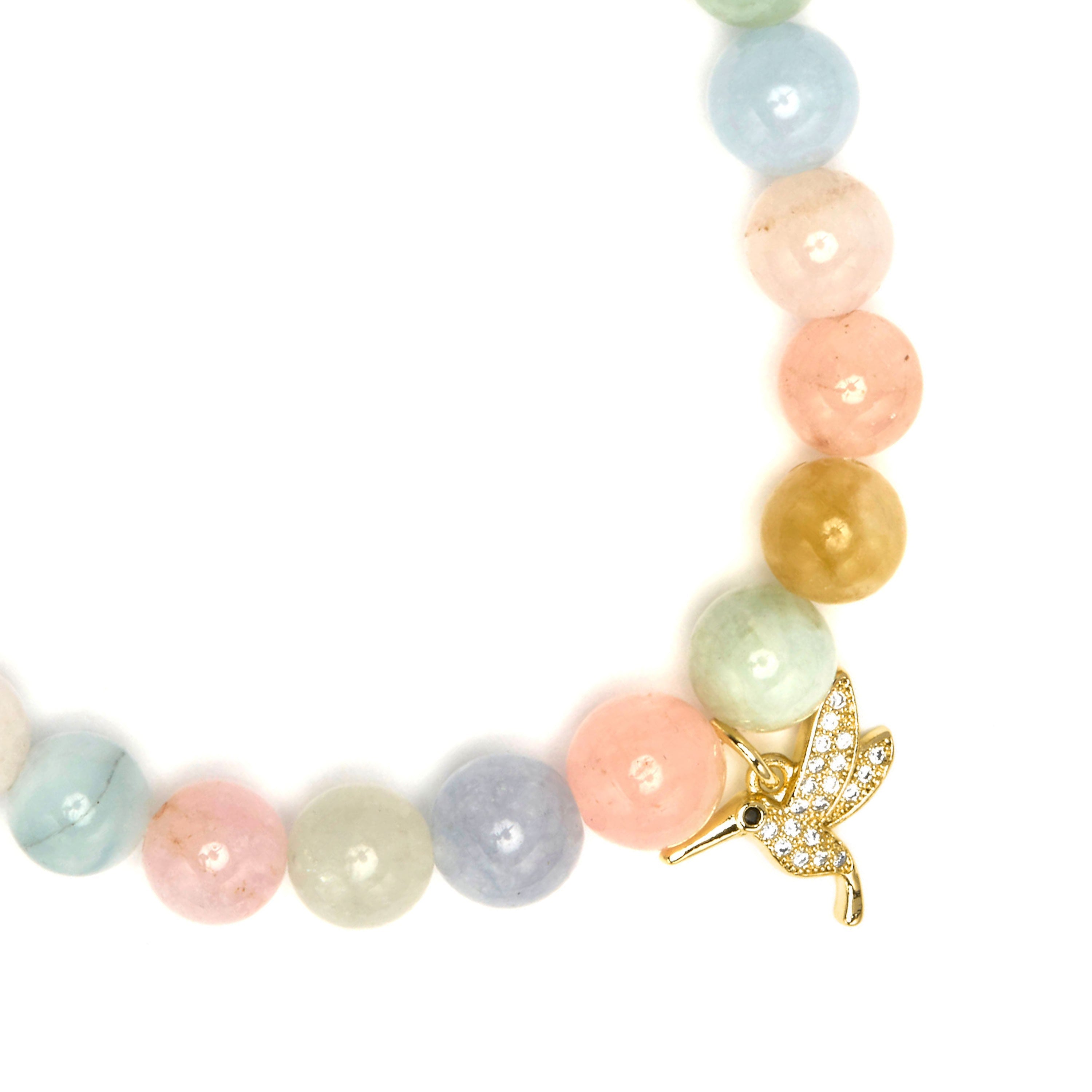 925 Sterling Silver and Natural Morganite Bracelet with 18k Yellow Gold Finish - Thulko