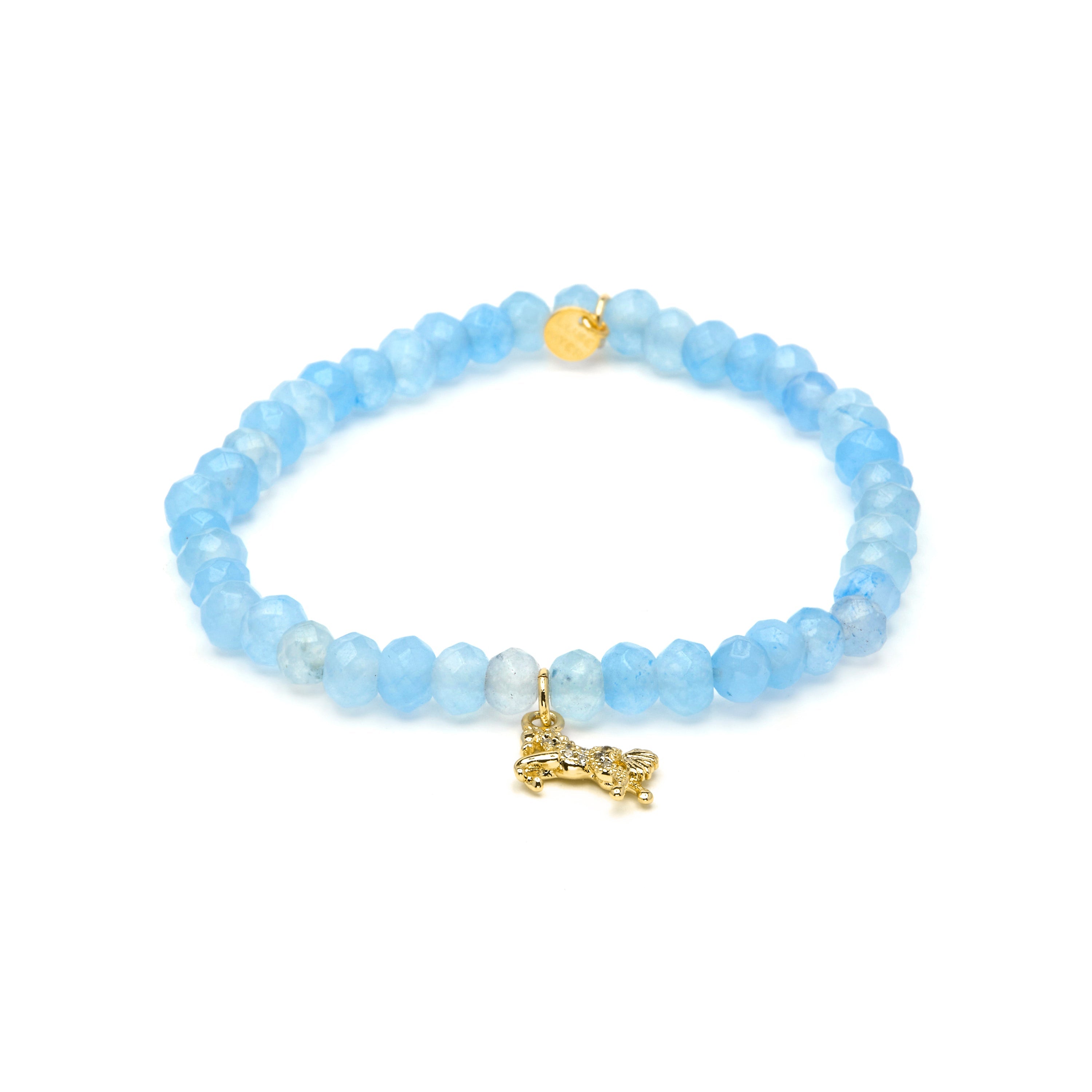 925 Sterling Silver and Blue Jade Bracelet finished in 18k yellow gold - Korsa