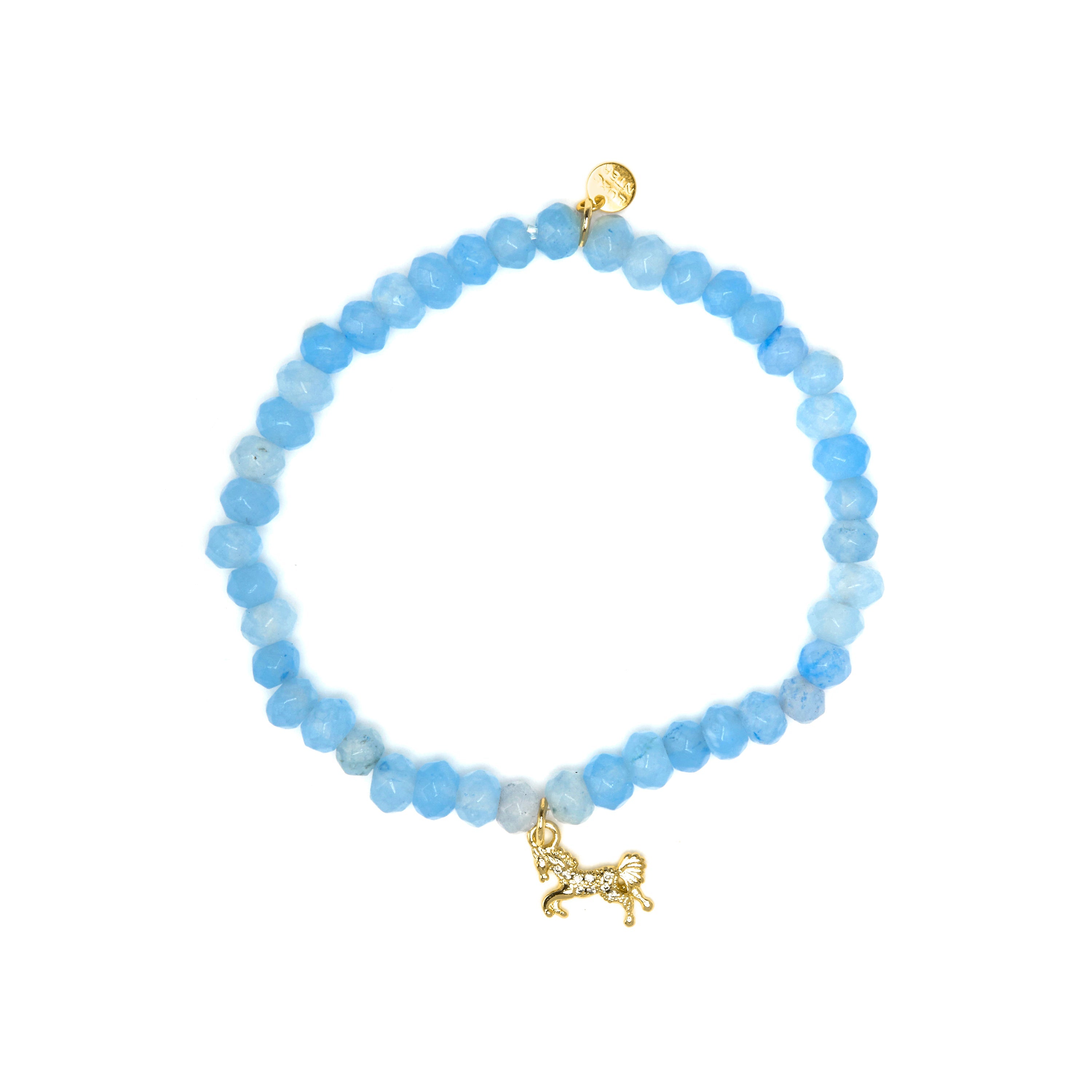 925 Sterling Silver and Blue Jade Bracelet finished in 18k yellow gold - Korsa