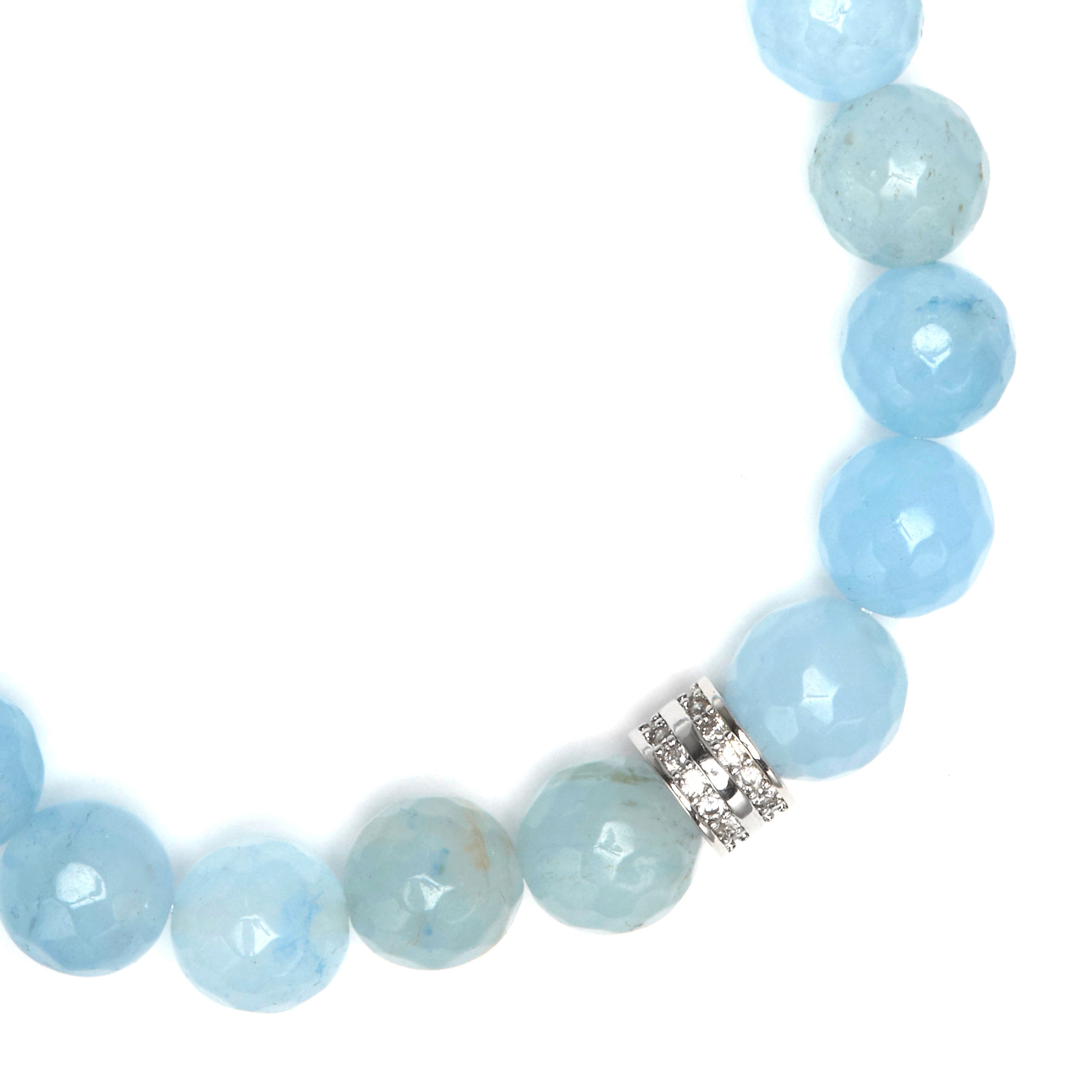 925 Sterling Silver and Blue Jade Bracelet with 18k Yellow Gold Finish - Napha