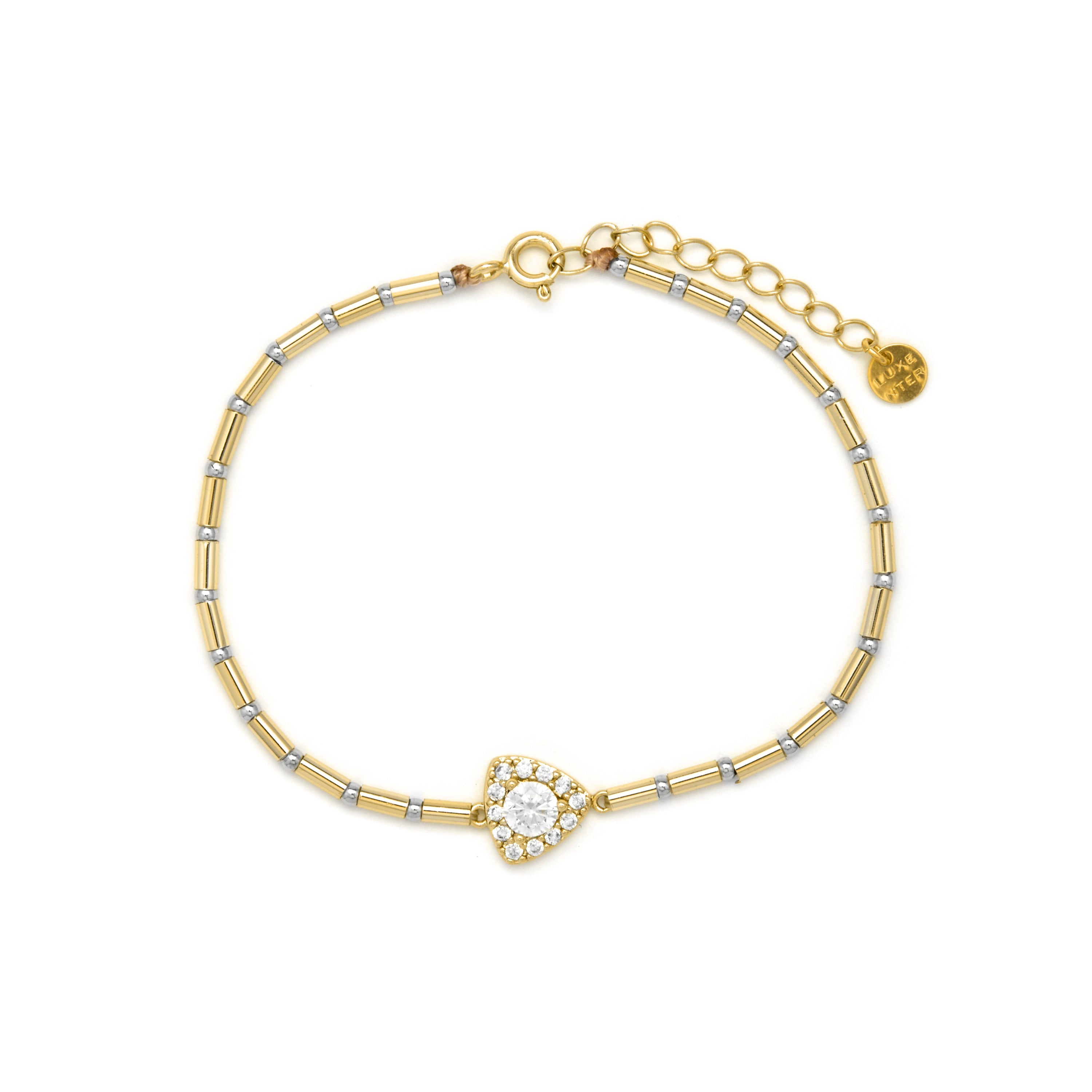 925 Sterling Silver and Brilliant Zirconia Bracelet with 18k Yellow Gold Finish - Aldra