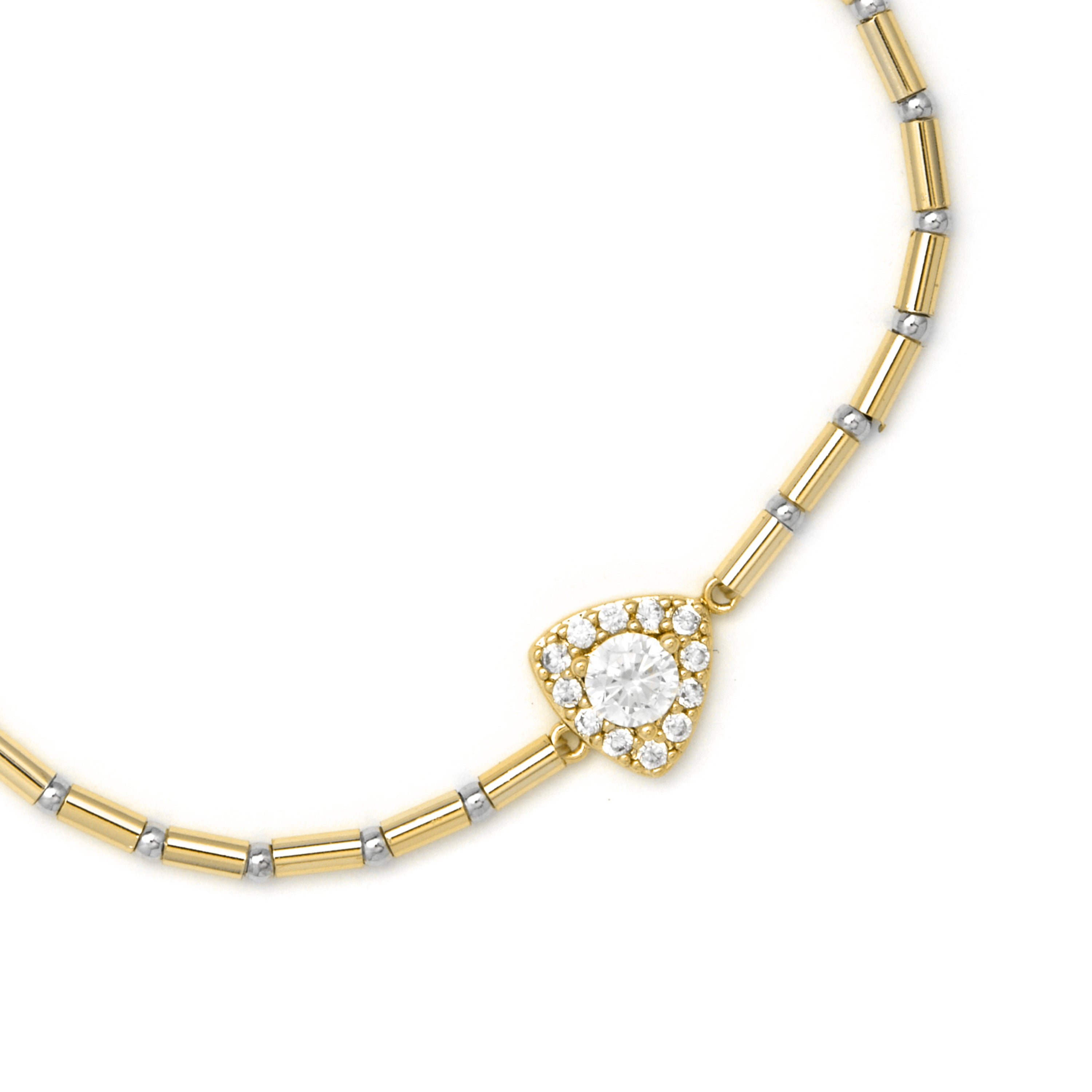 925 Sterling Silver and Brilliant Zirconia Bracelet with 18k Yellow Gold Finish - Aldra