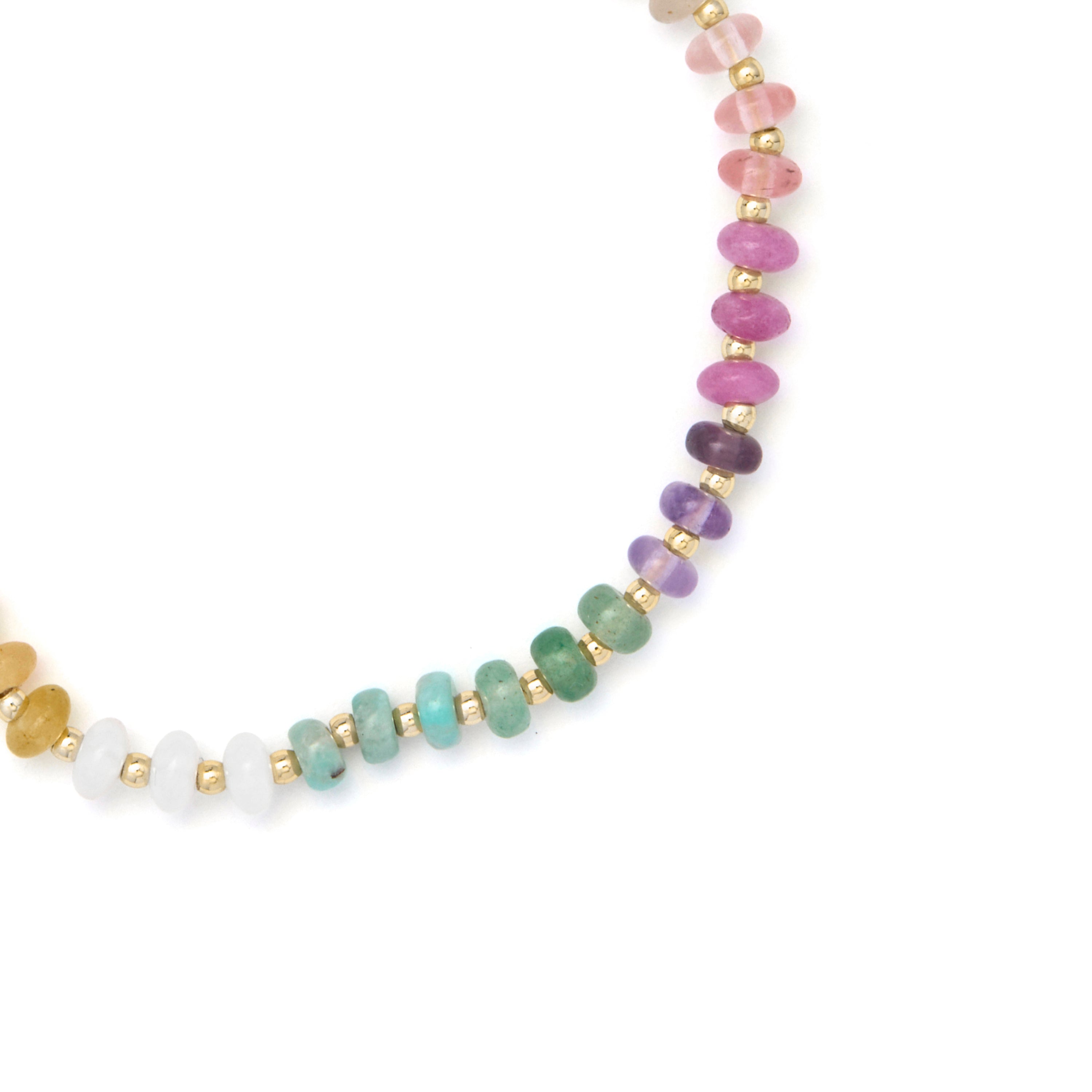 Sterling Silver 925 and Multicolor Natural Stone Bracelet with 18k Yellow Gold Finish - Uwa